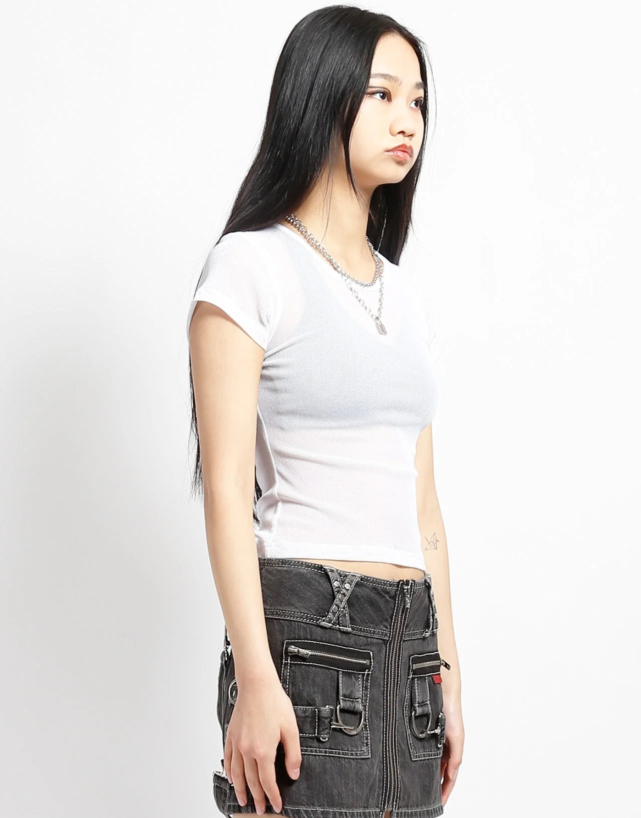 BABY TEE FISHNET WHITE - Image 3