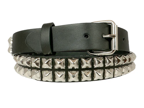 2 ROW PYRAMID BELT BLACK/SILVER