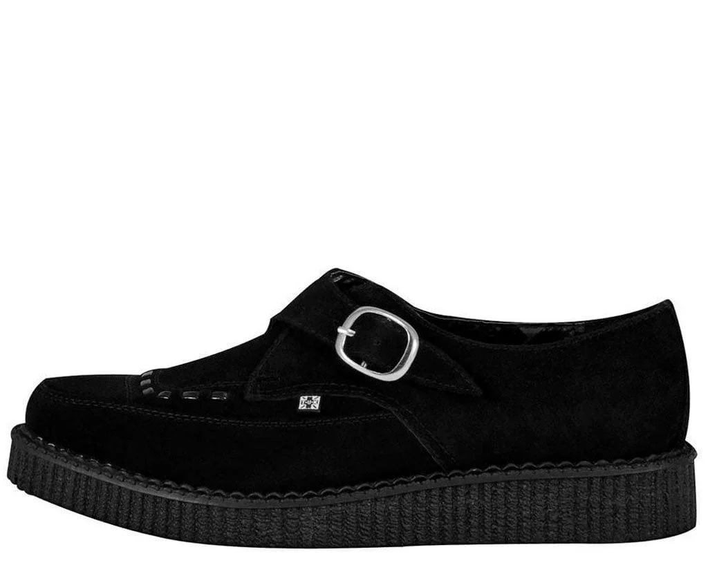 SUEDE BUCKLE POINTED CREEPER BLACK