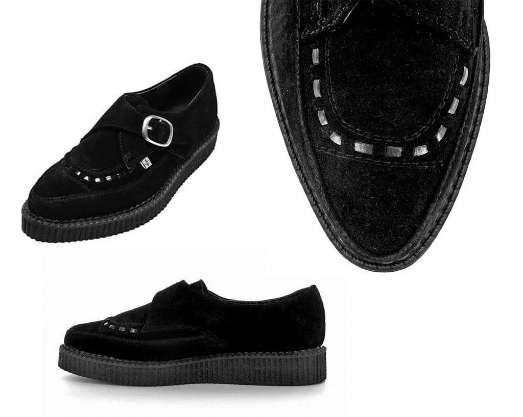 SUEDE BUCKLE POINTED CREEPER BLACK - Image 4