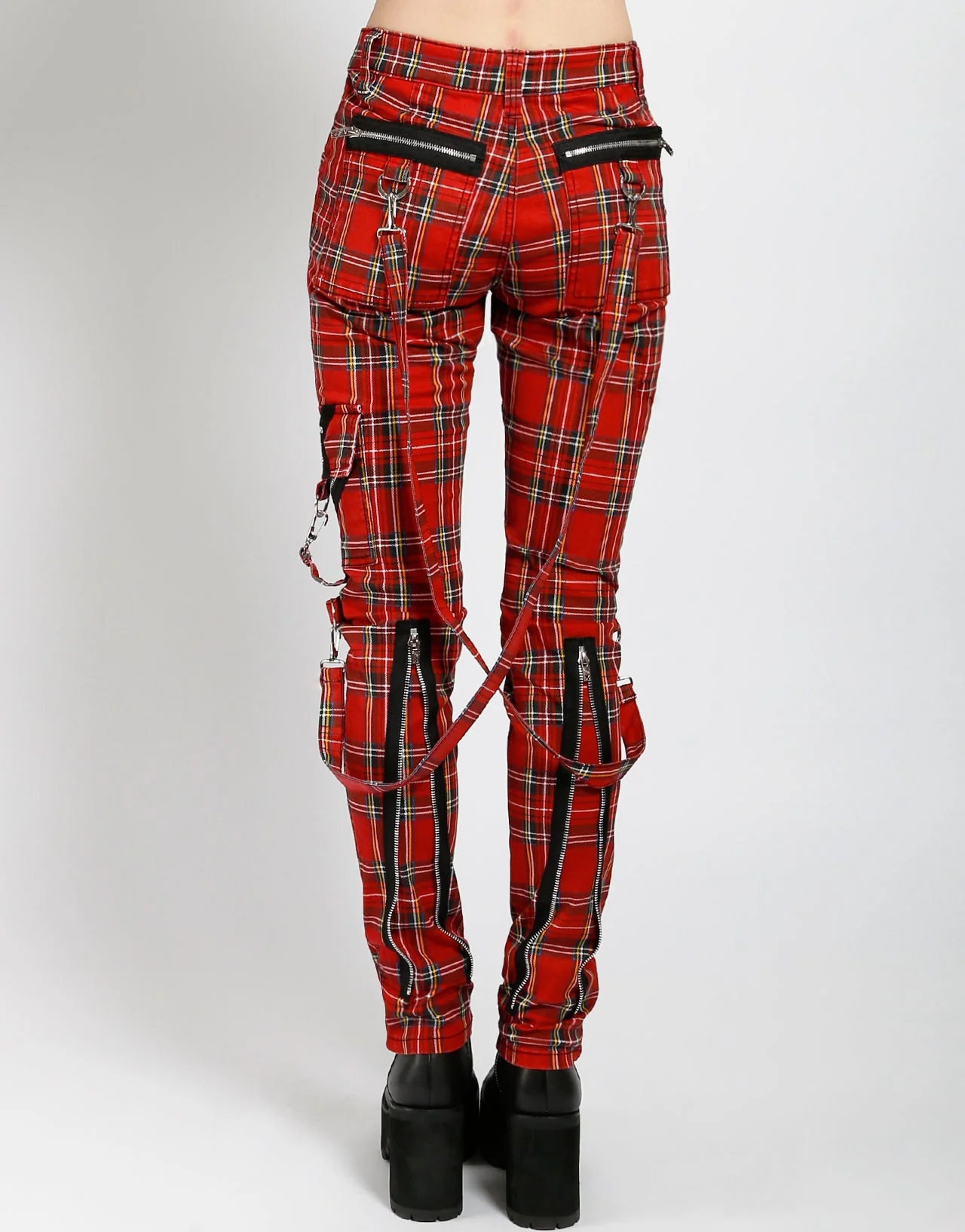 CLASSIC SLIM LEG BONDAGE PANT RED PLAID - Image 4