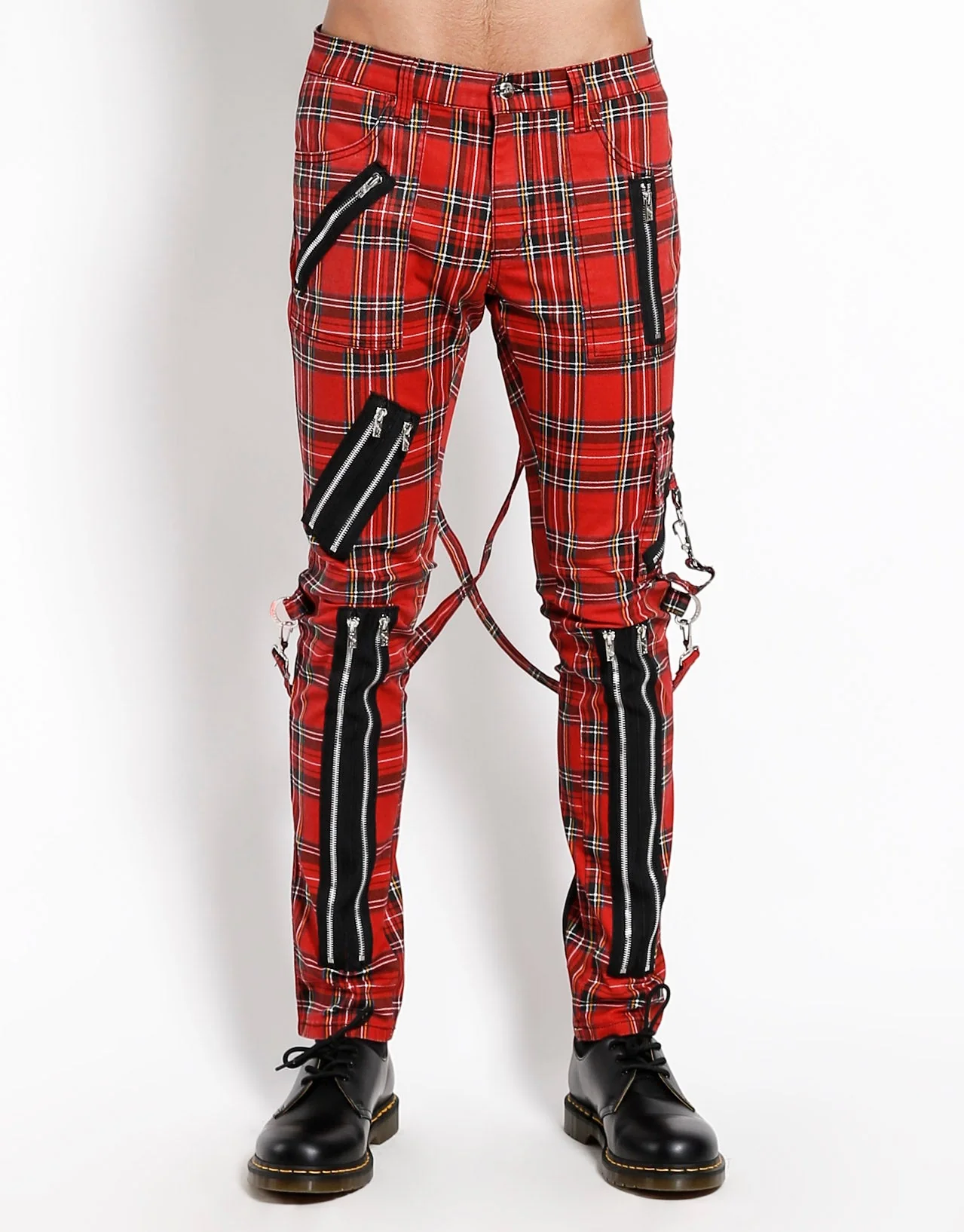 CLASSIC SLIM LEG BONDAGE PANT RED PLAID - Image 5