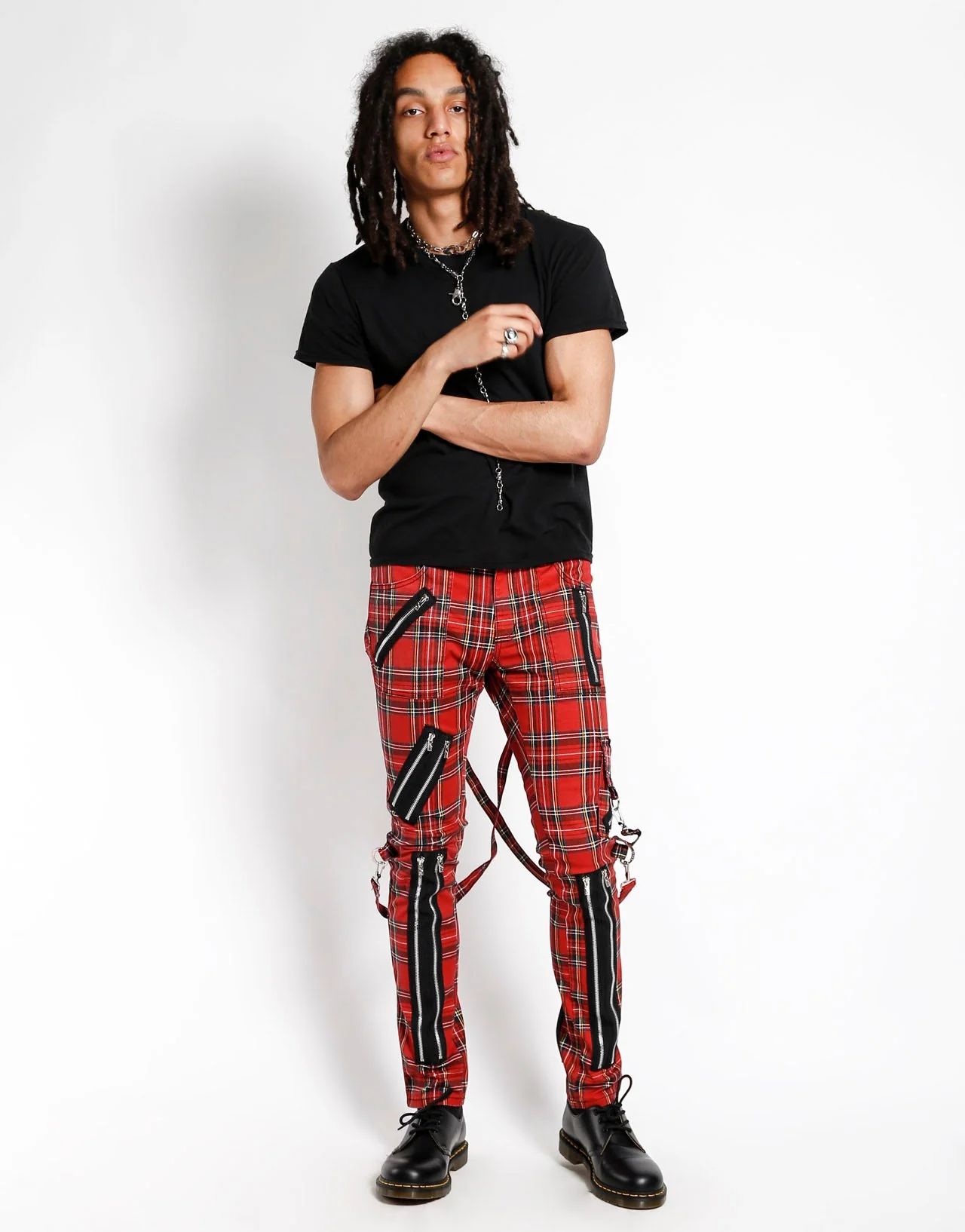 CLASSIC SLIM LEG BONDAGE PANT RED PLAID - Image 6