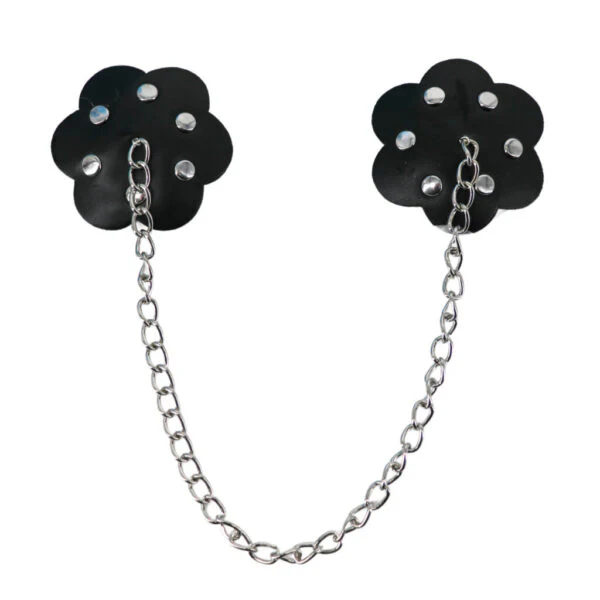FAUX LEATHER PASTIES WITH CHAIN