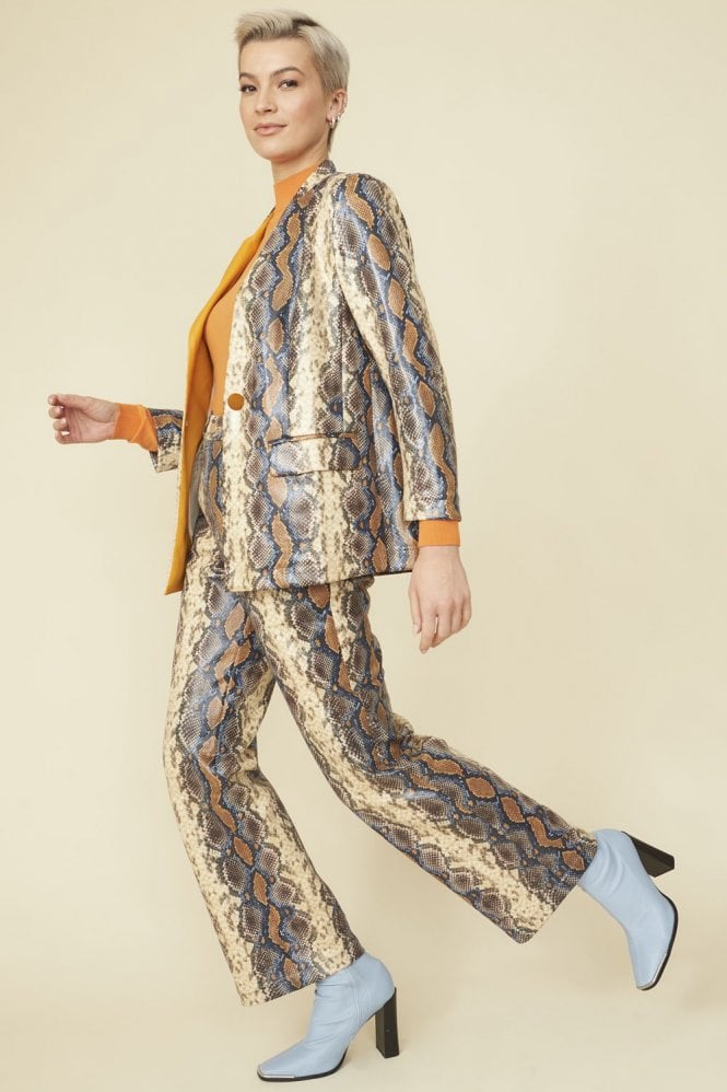 FAUX SUEDE SNAKE PRINT BLAZER