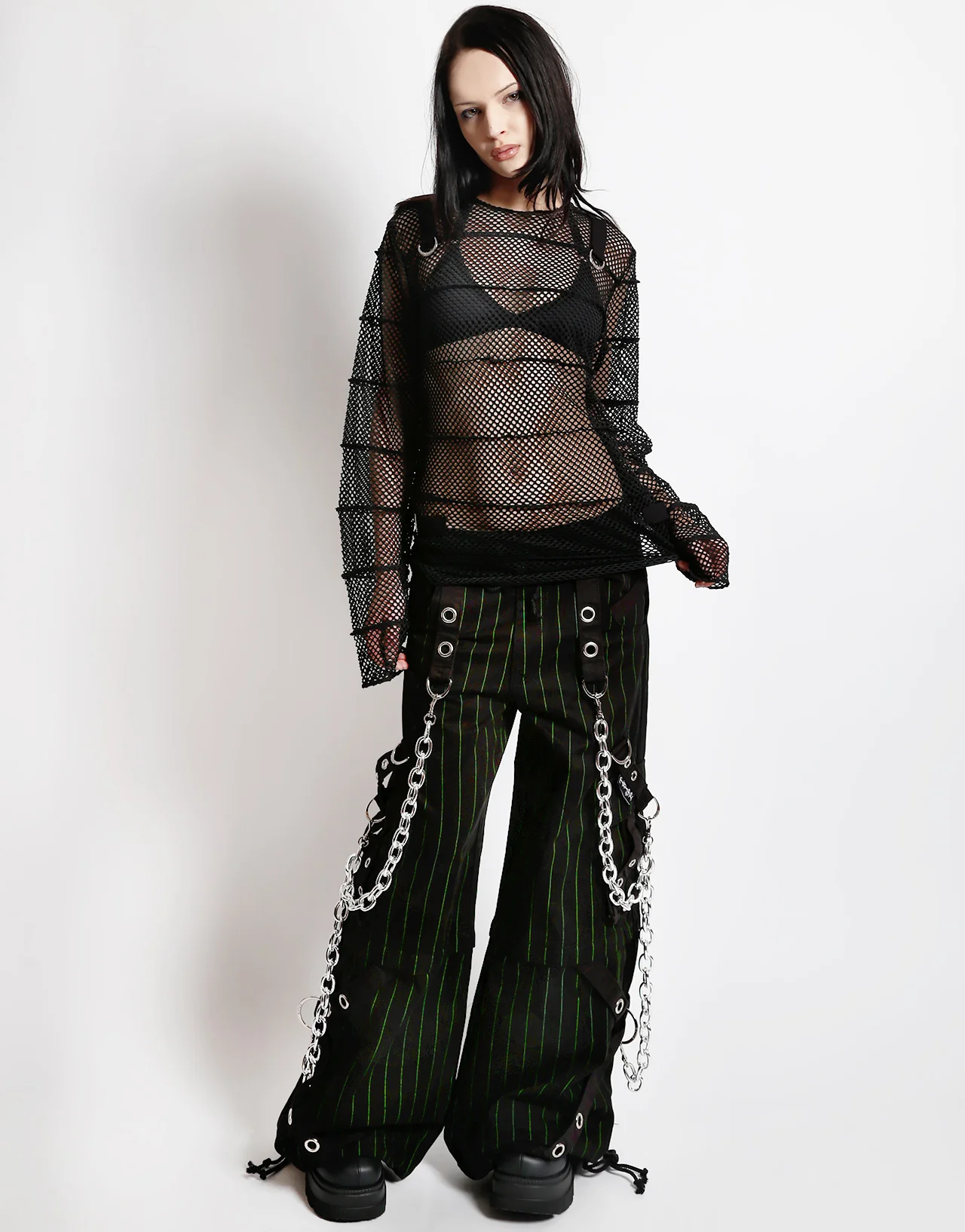 GODFATHER CHAIN PANT GREEN STRIPE - Image 8