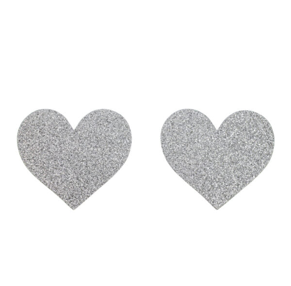 HEART GLITTER PASTIES SILVER