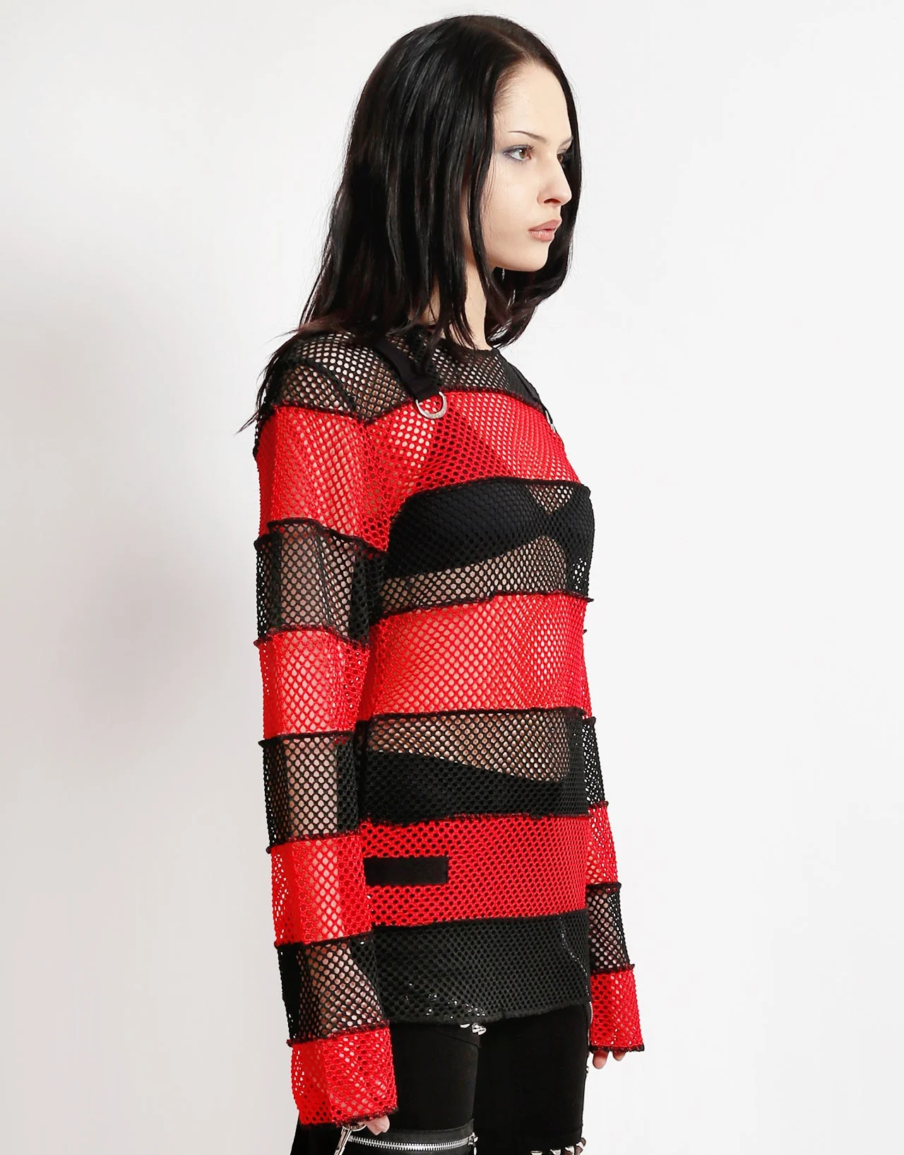 MEGA MESH STRIPE JERSEY BLACK/RED - Image 3