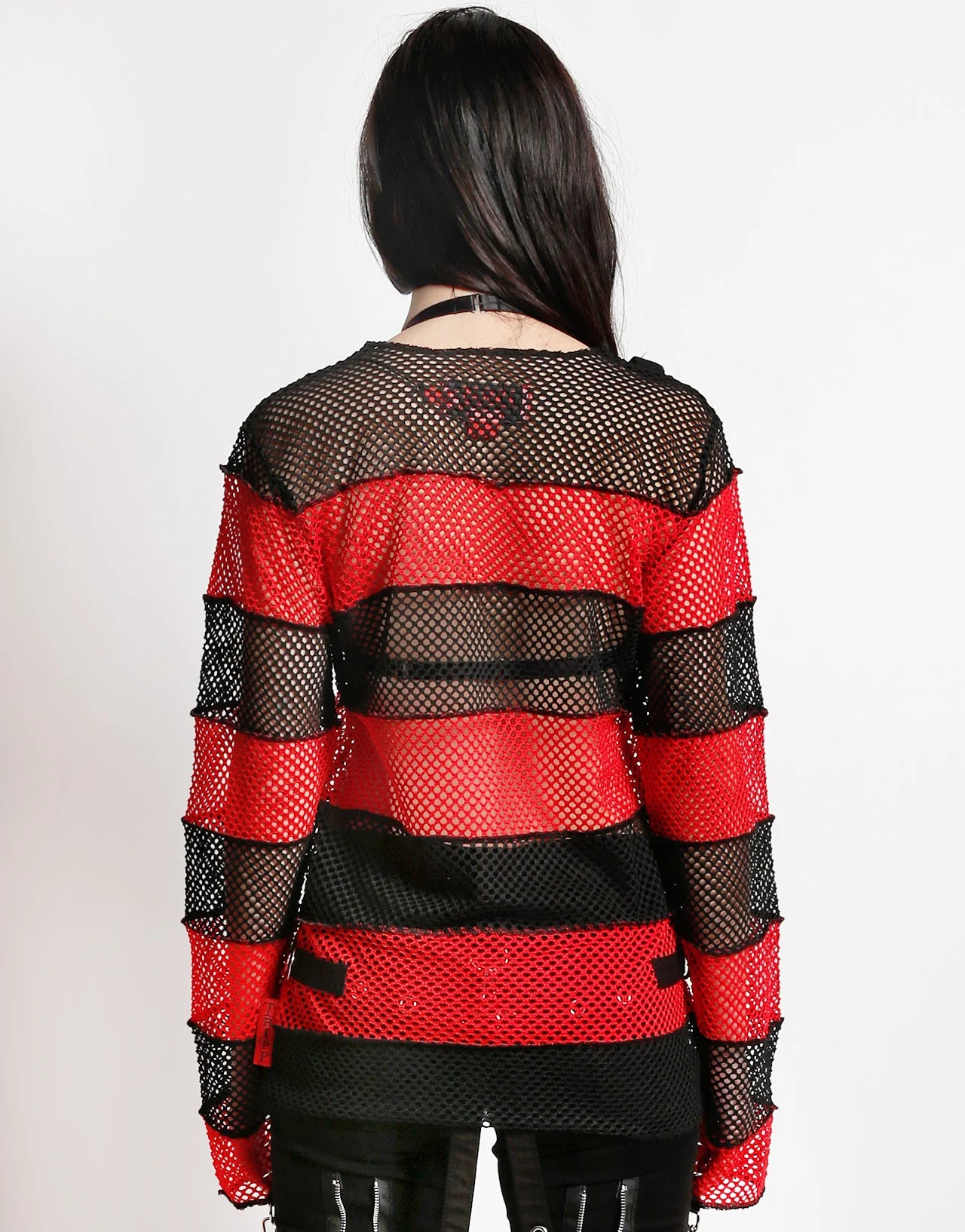 MEGA MESH STRIPE JERSEY BLACK/RED - Image 4