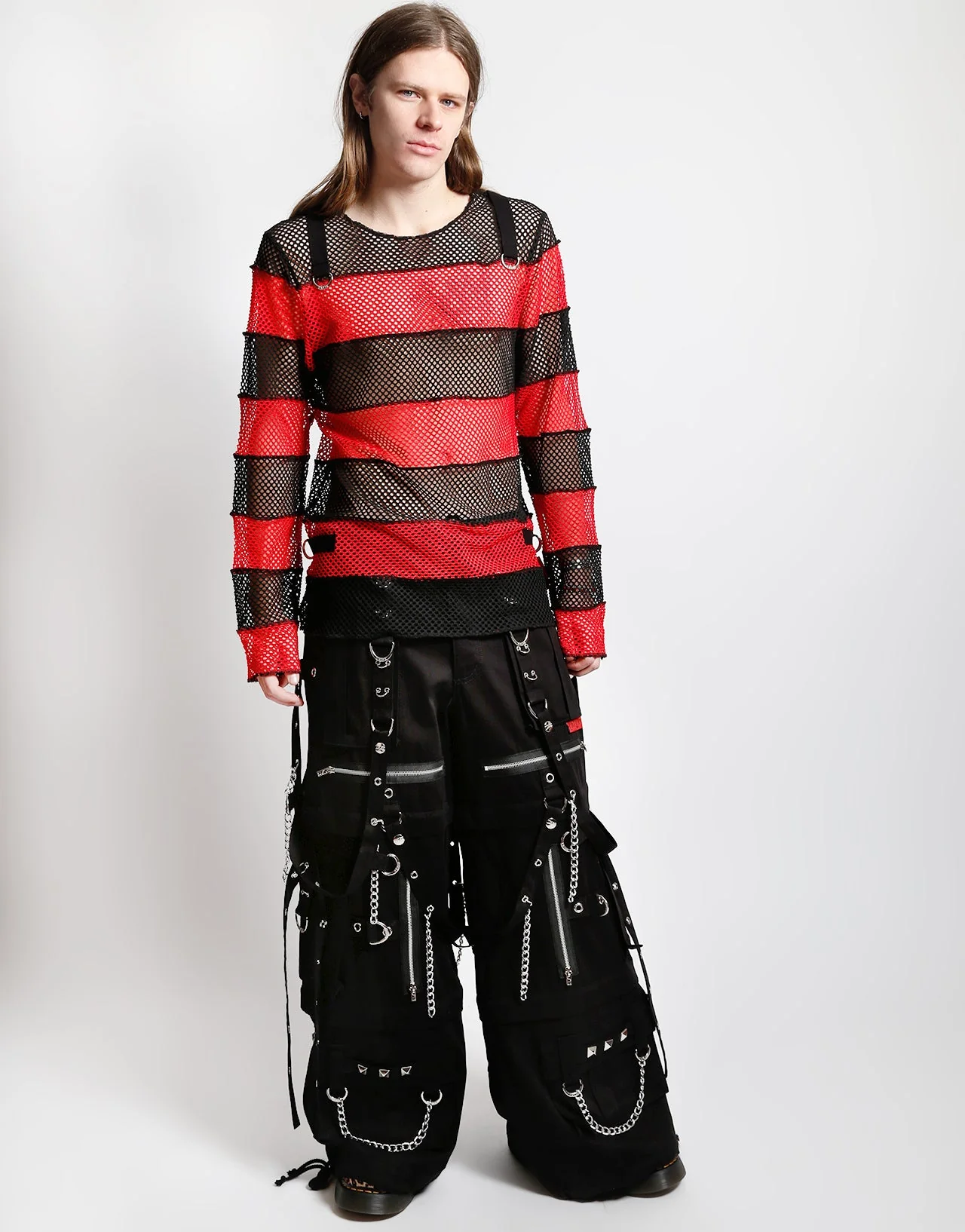 MEGA MESH STRIPE JERSEY BLACK/RED - Image 5