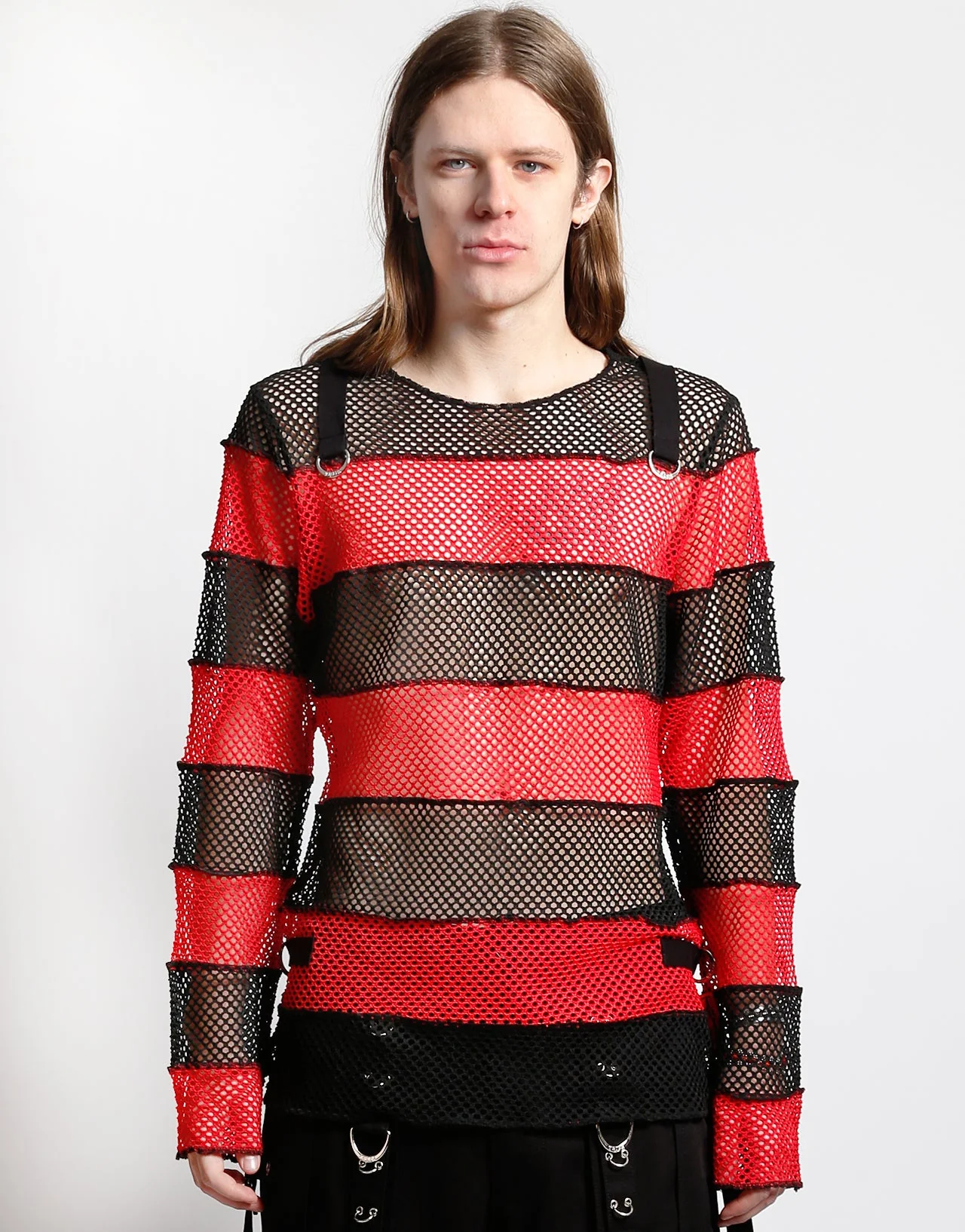 MEGA MESH STRIPE JERSEY BLACK/RED - Image 6