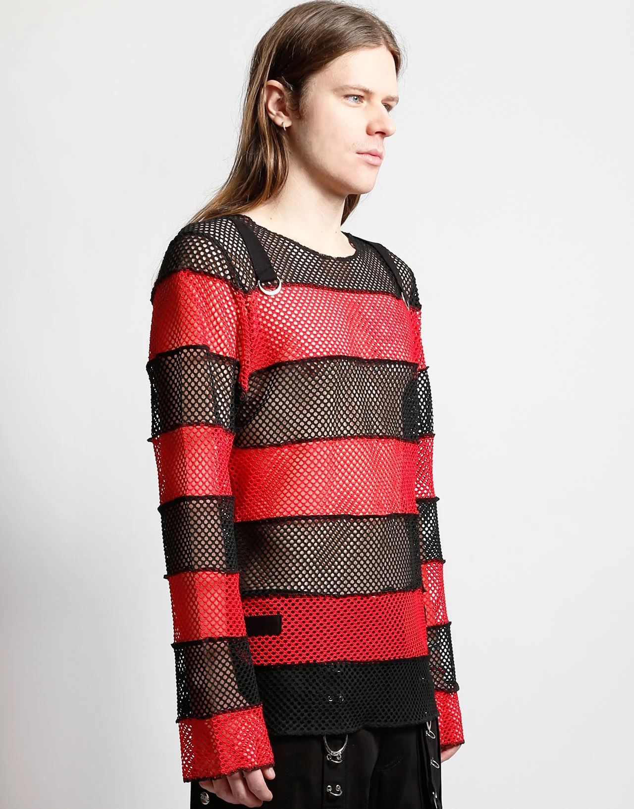 MEGA MESH STRIPE JERSEY BLACK/RED - Image 7