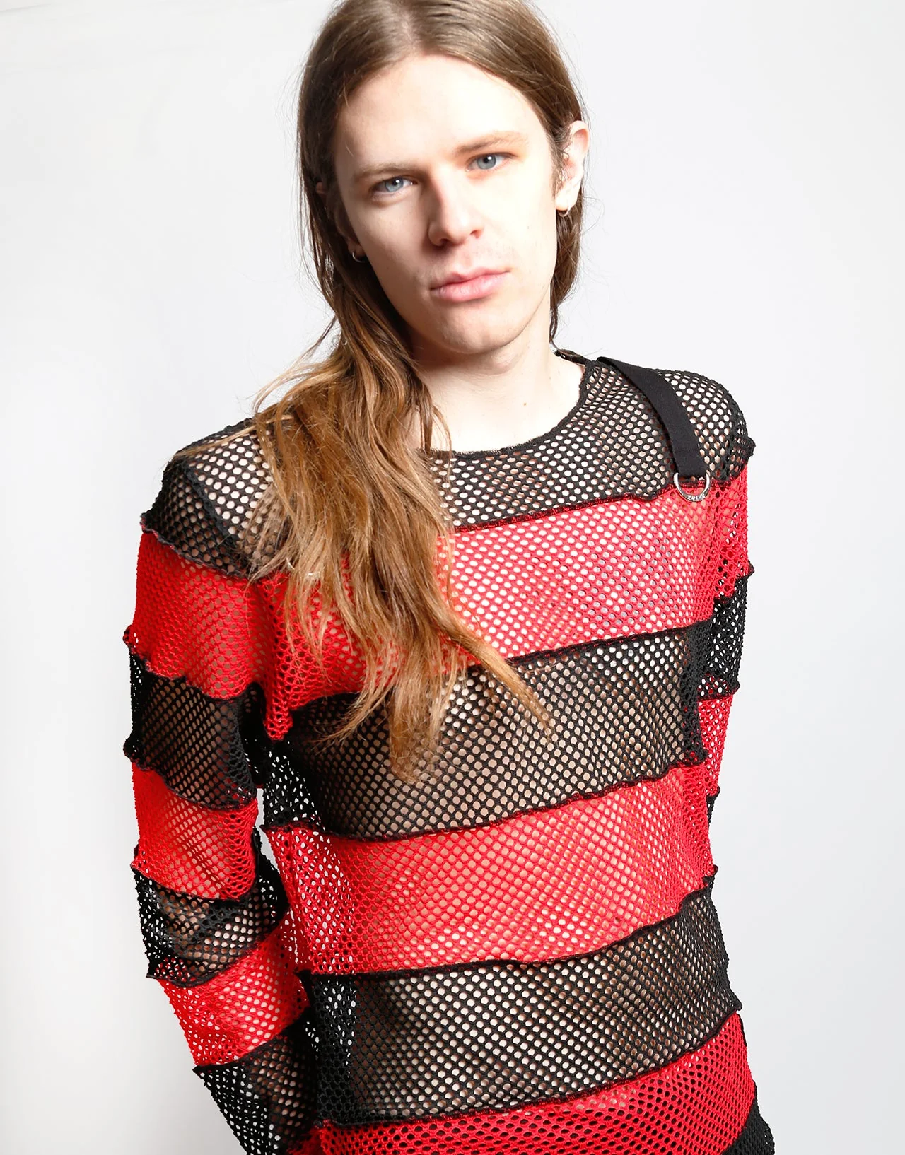 MEGA MESH STRIPE JERSEY BLACK/RED - Image 9