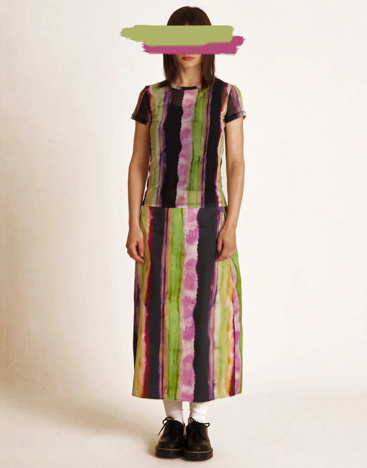 MIDORI SLIP SKIRT STRIPE MULTI