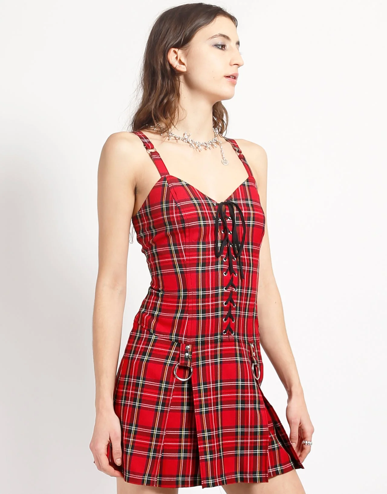 PLEATED LACE UP DRESS - Image 3