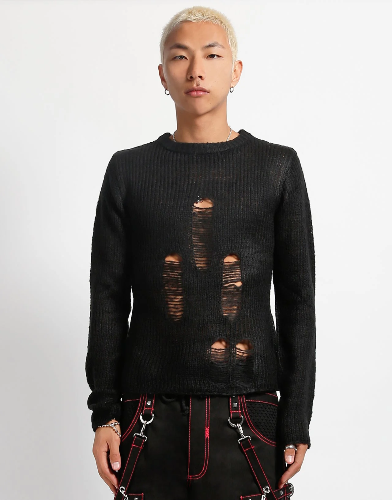 RAG STRIPE SWEATER BLACK - Image 5