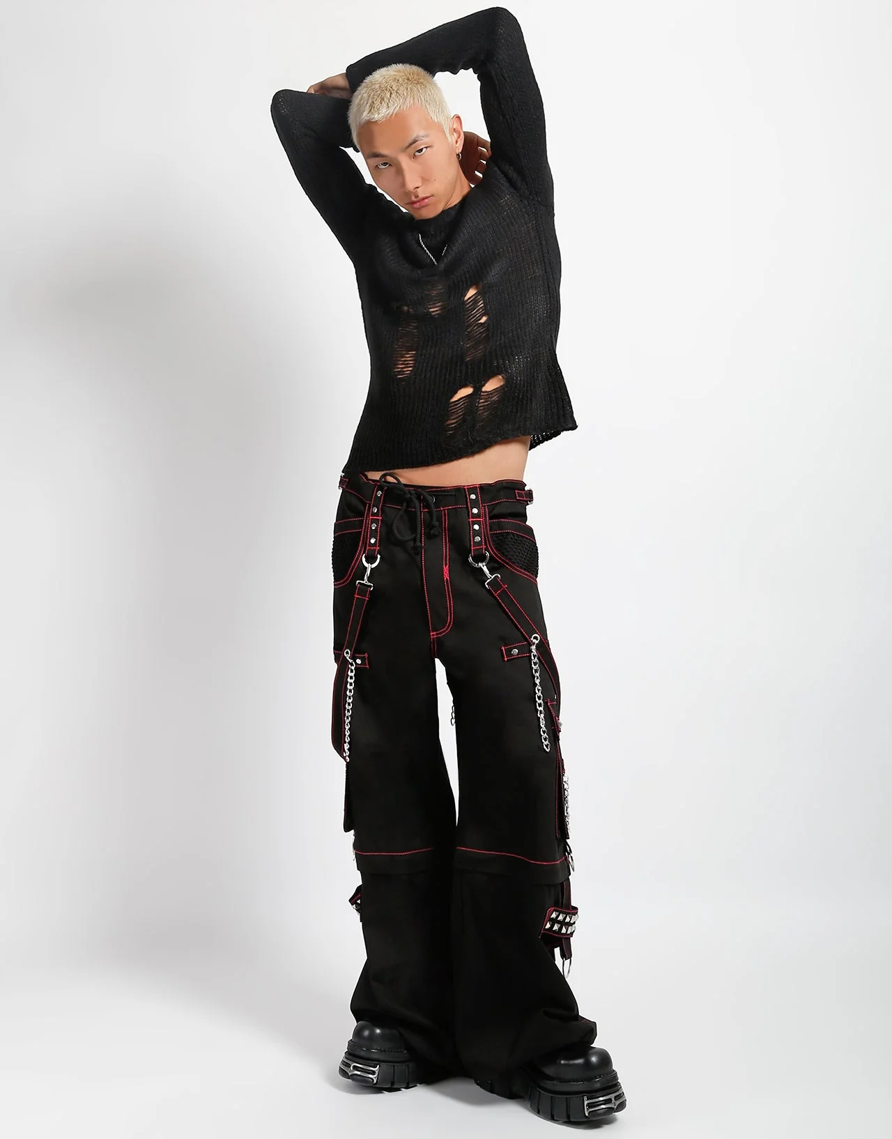 RAG STRIPE SWEATER BLACK - Image 6