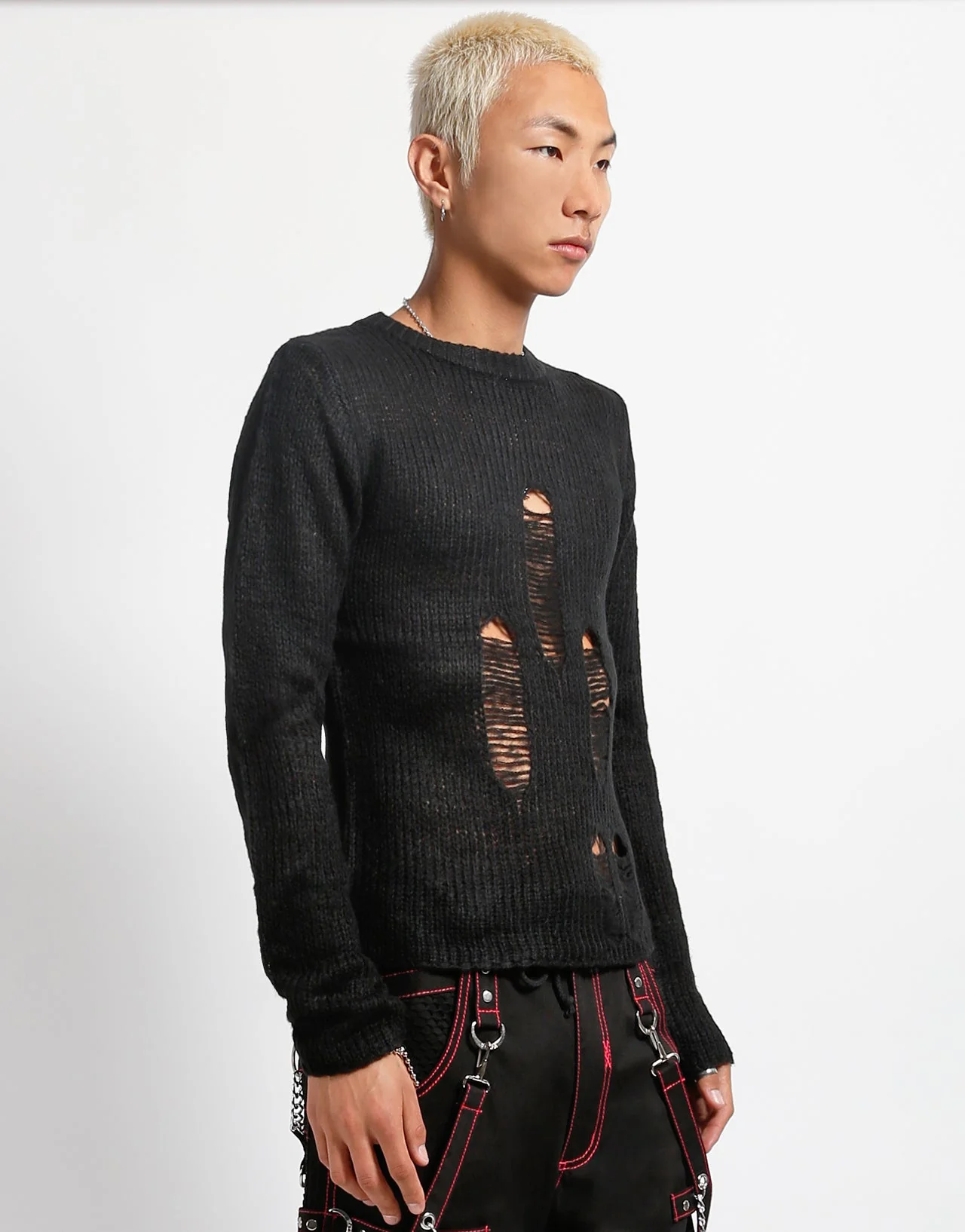 RAG STRIPE SWEATER BLACK - Image 7