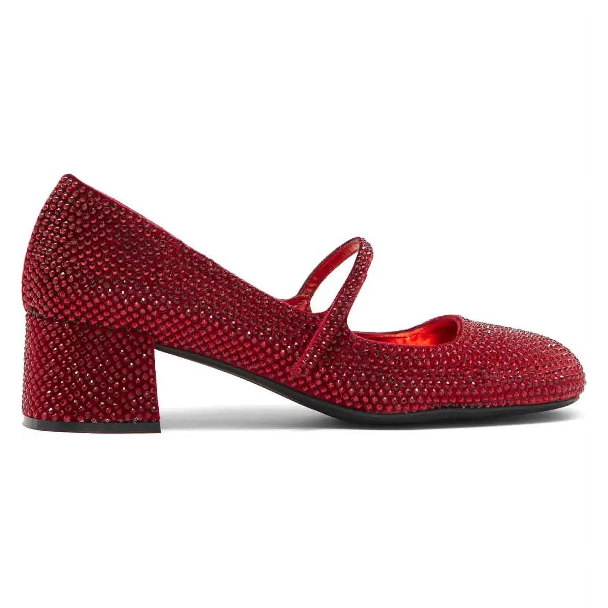 REGAL MARY JANE HEELS IN RED VELVET