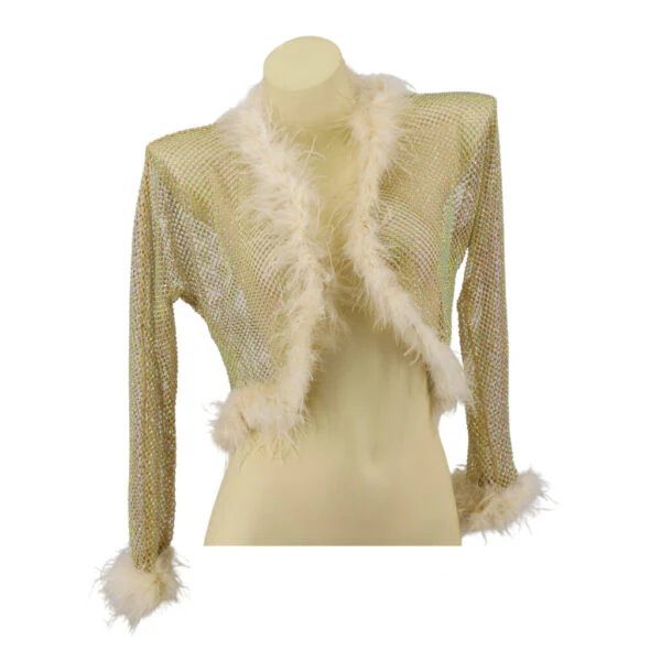 RHINESTONE CROP CARDIGAN CREAM