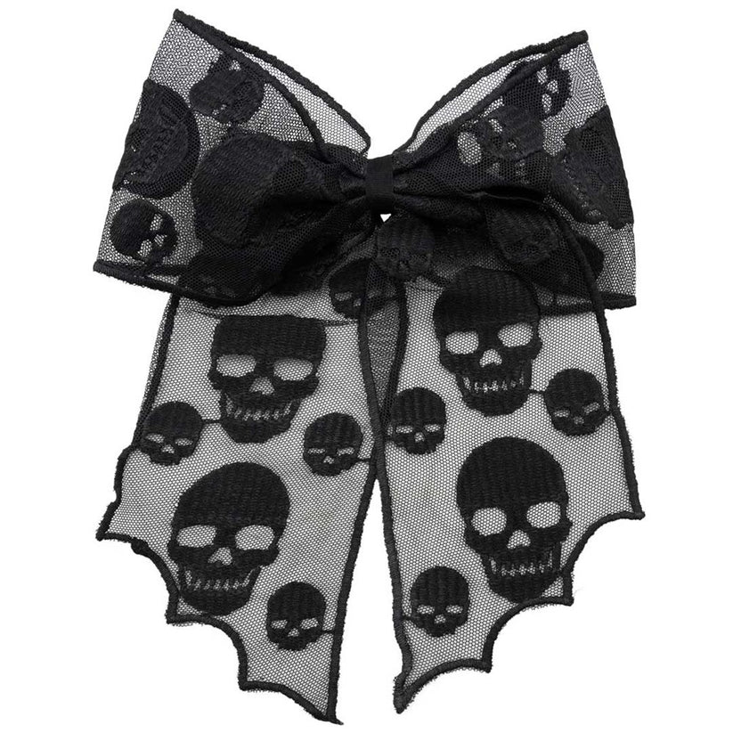 SKULL LACE HAIR BOW