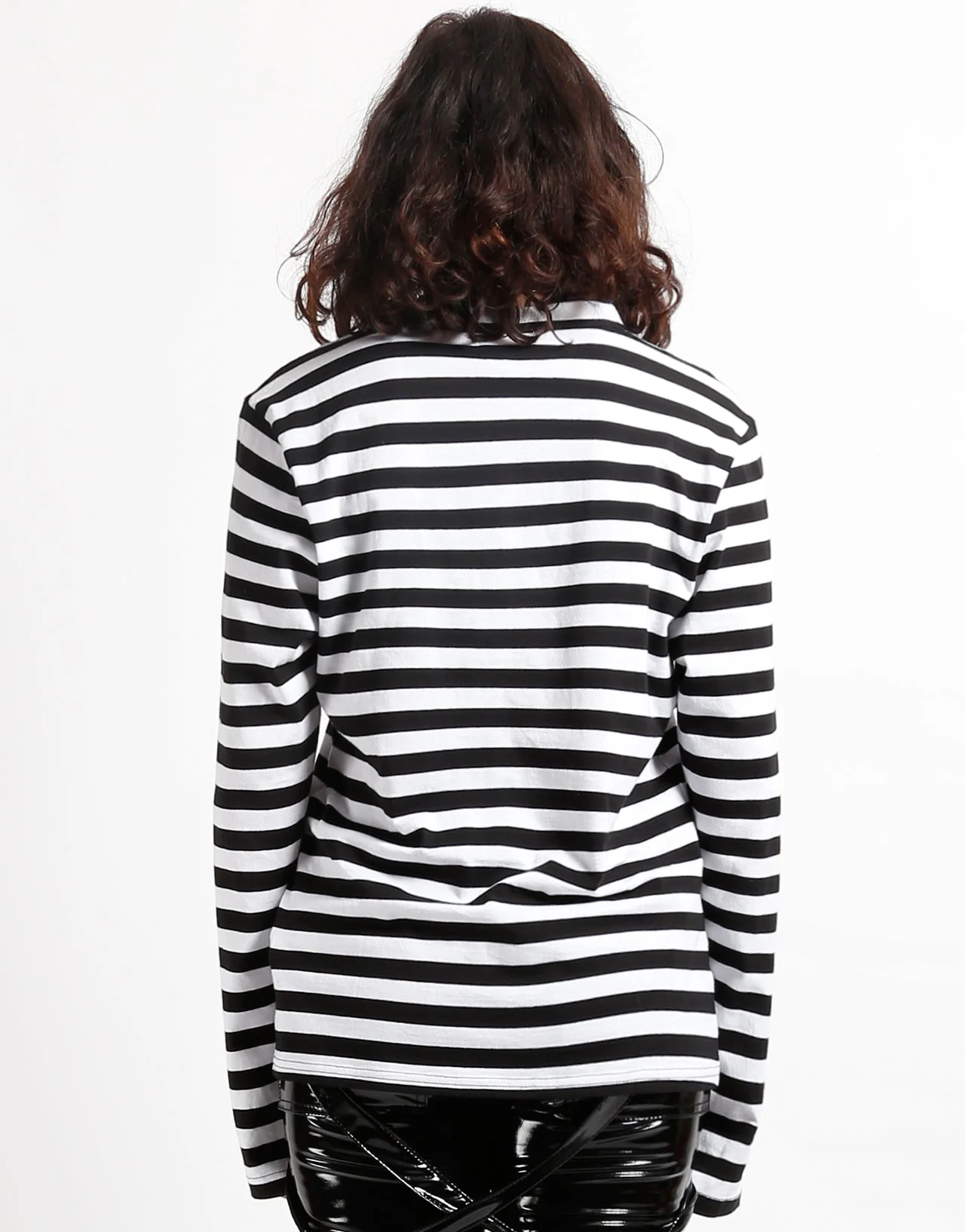 SKULL STRIPE KNIT TOP BLACK/WHITE - Image 4