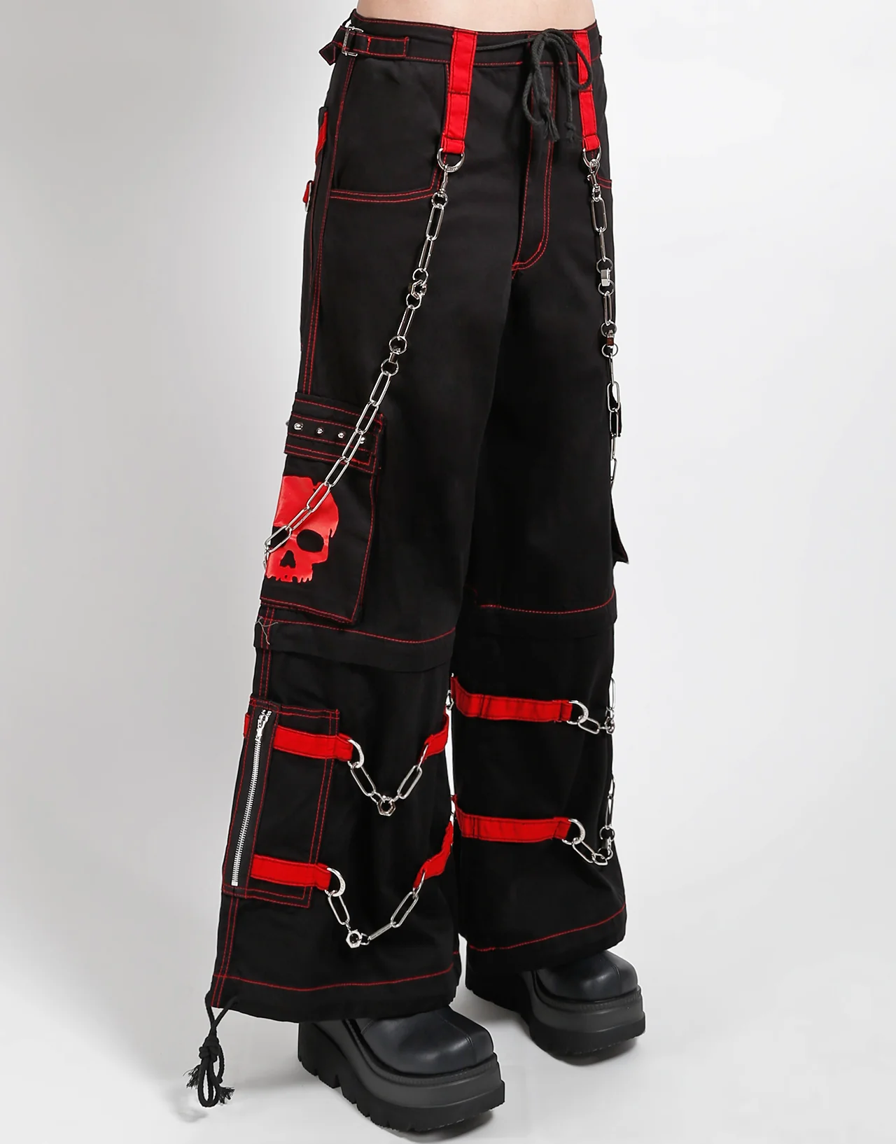 SKULL ZIP OFF PANT RED - Image 6
