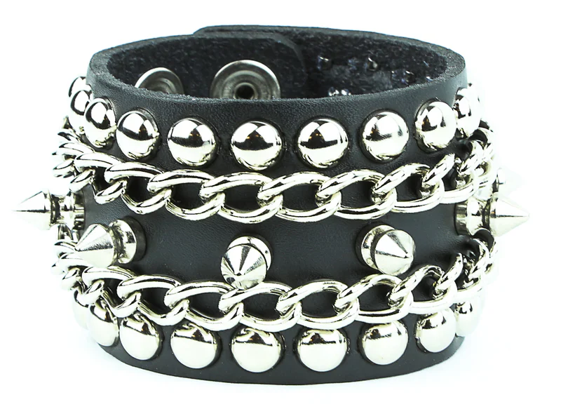 SPIKE STUD & CHAIN BRACELET