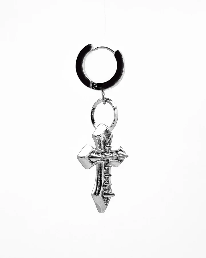 SPIKED CROSS EARRING - Image 2
