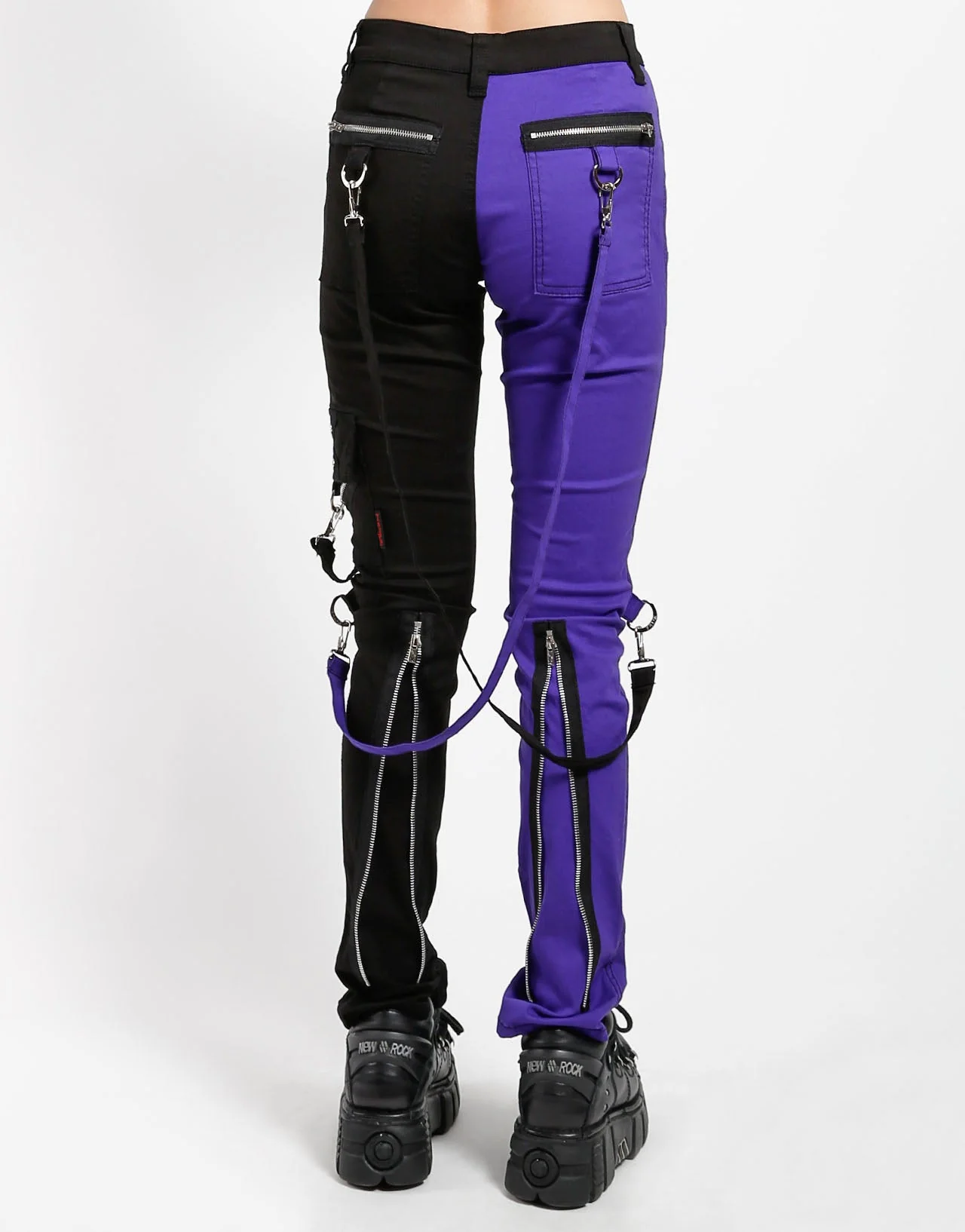 SPLIT LEG BONDAGE PANT BLK PURPLE - Image 4