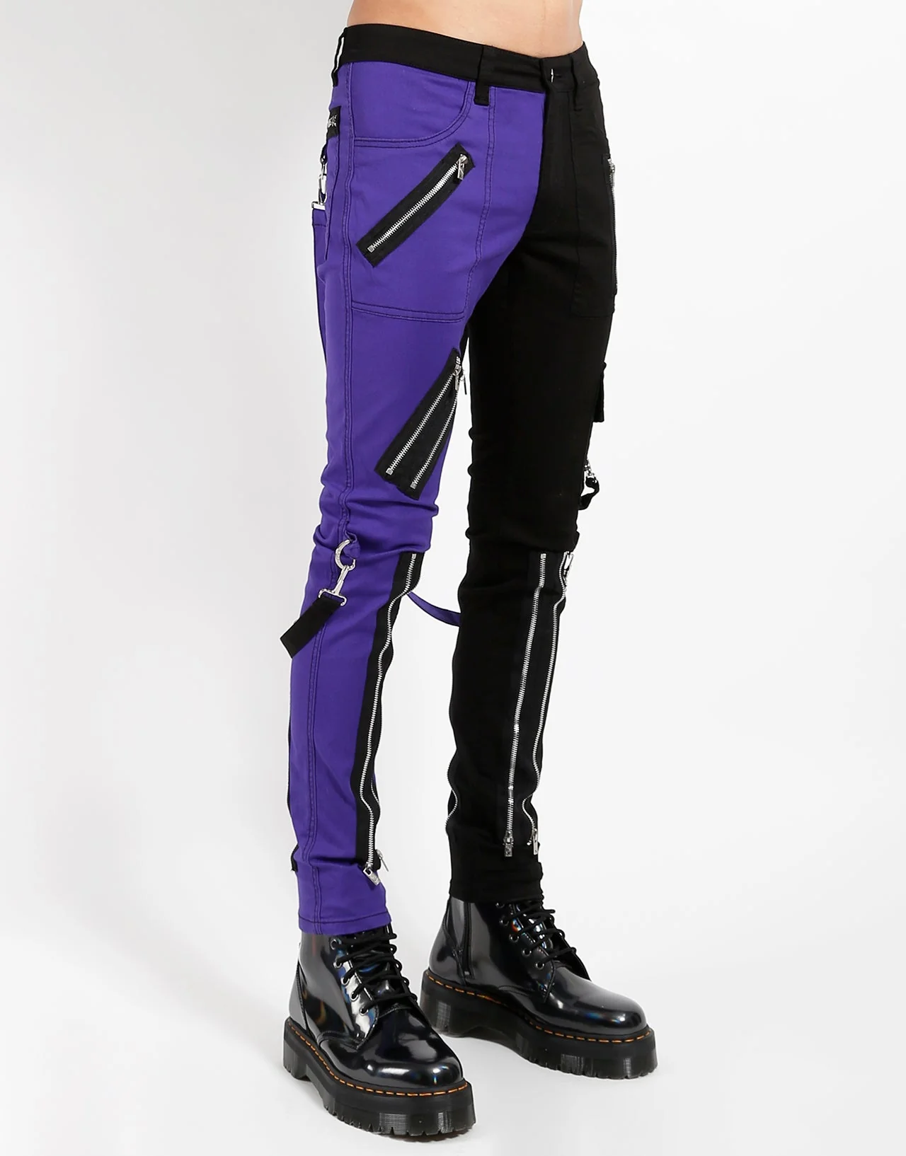 SPLIT LEG BONDAGE PANT BLK PURPLE - Image 7
