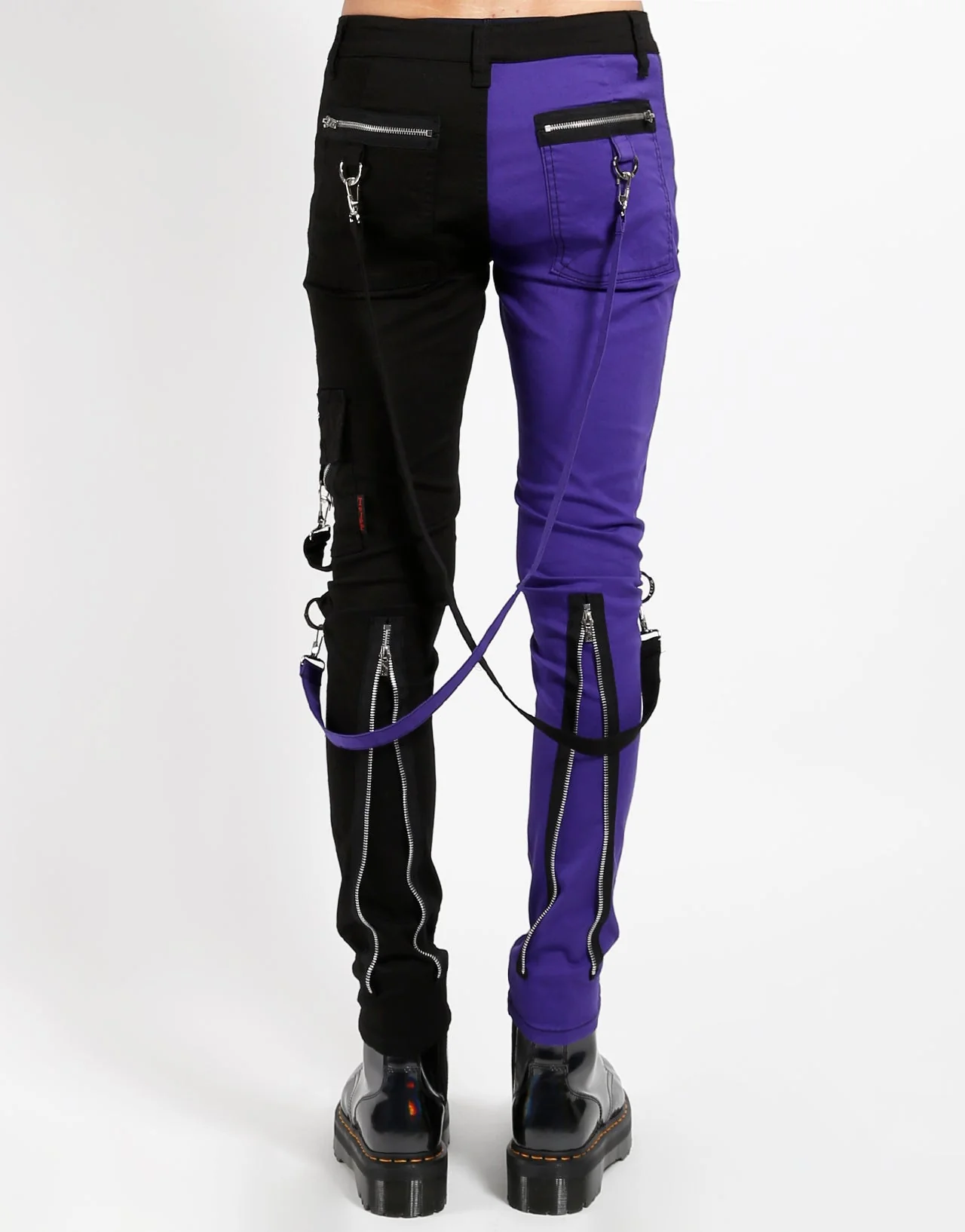 SPLIT LEG BONDAGE PANT BLK PURPLE - Image 8