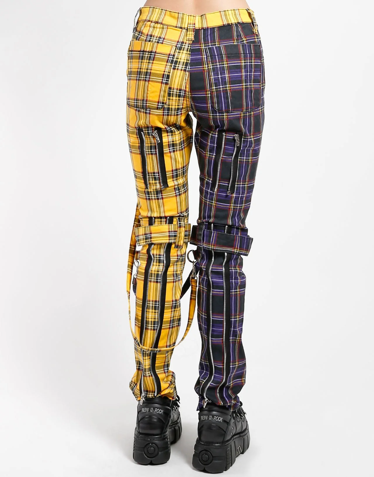 SPLIT LEG BONDAGE PANT PURPLE/YELLOW PLAID - Image 4
