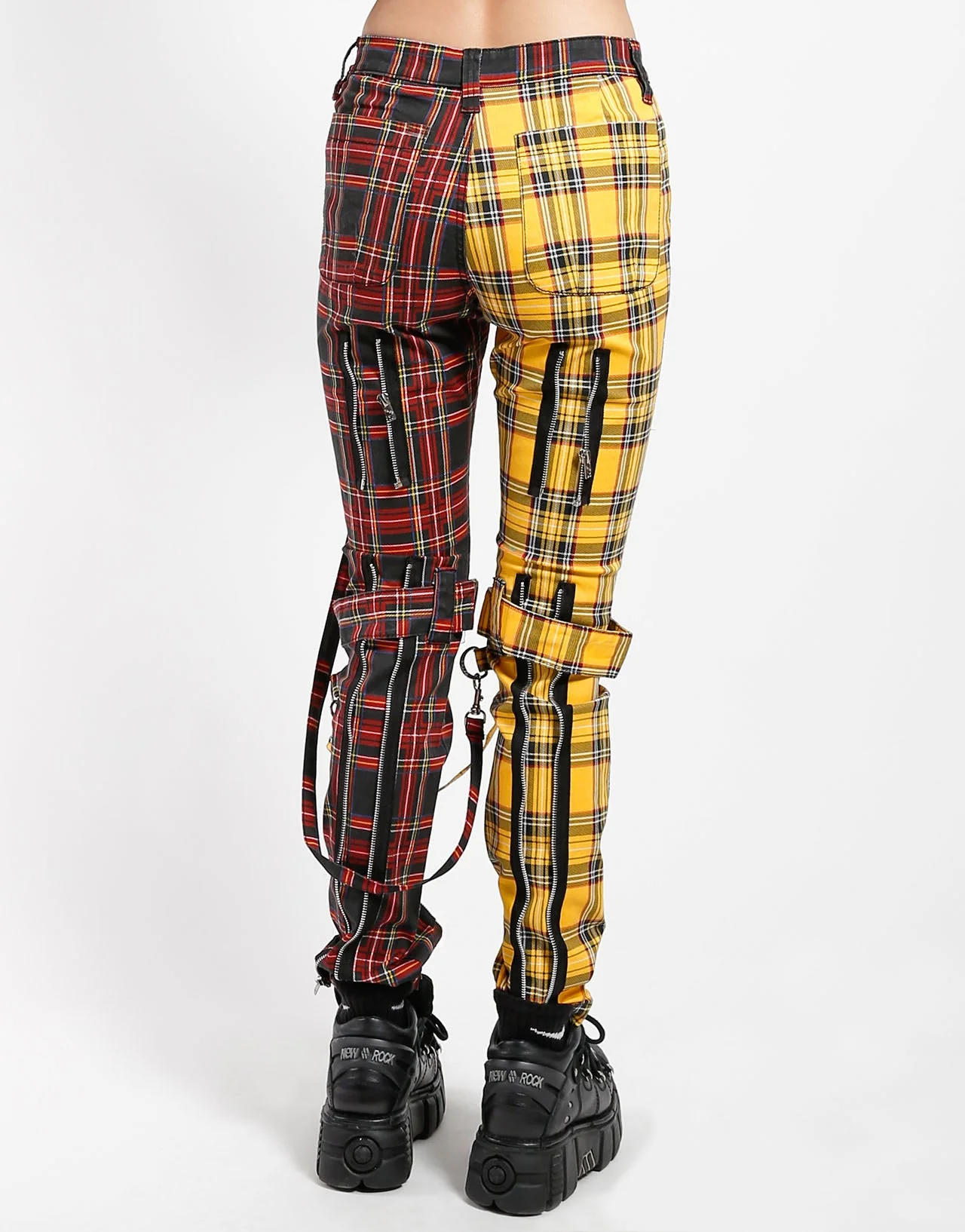 SPLIT LEG BONDAGE PANT YELLOW/BLACK PLAID - Image 4