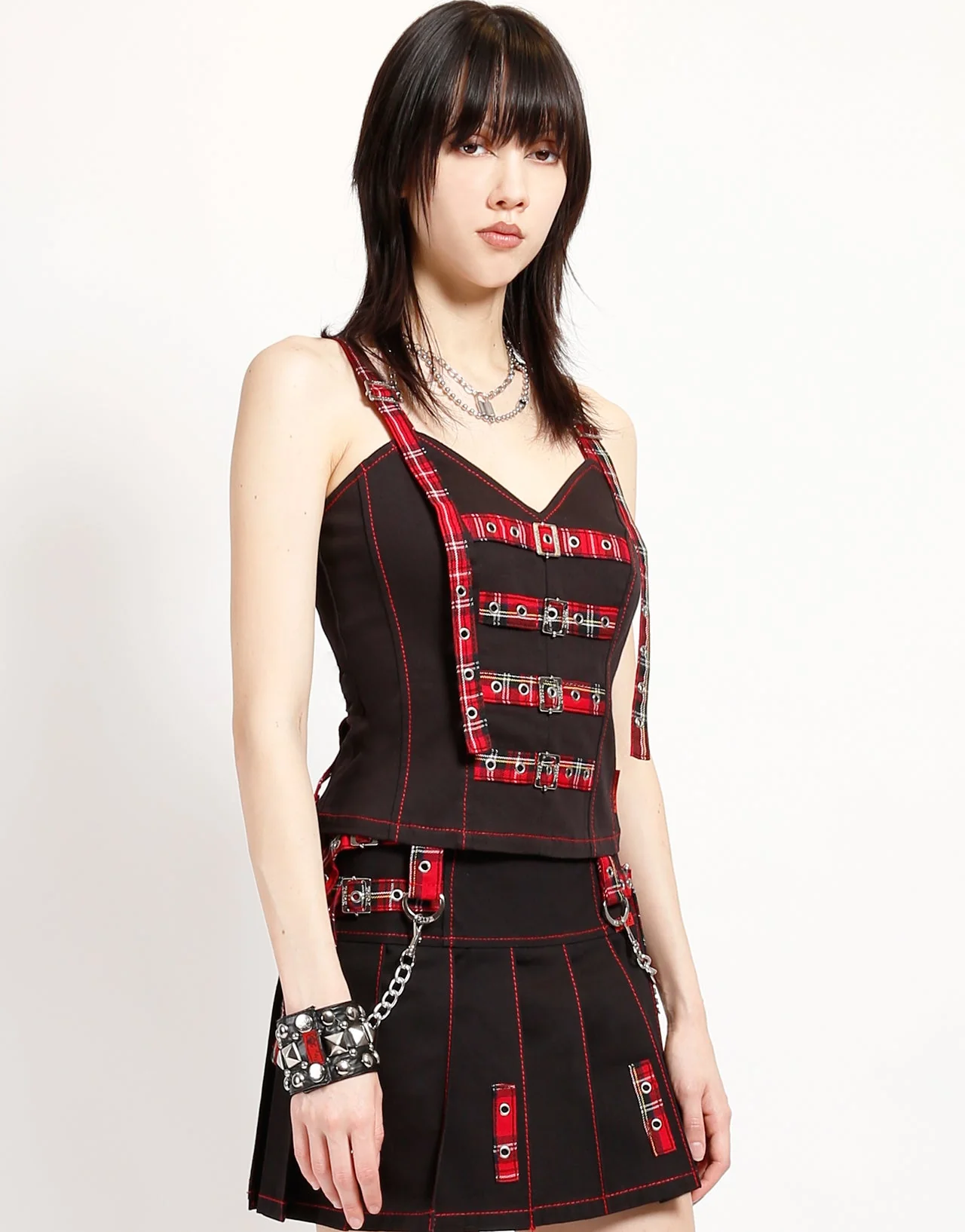 SWEET CHAIN CORSET RED PLAID - Image 3