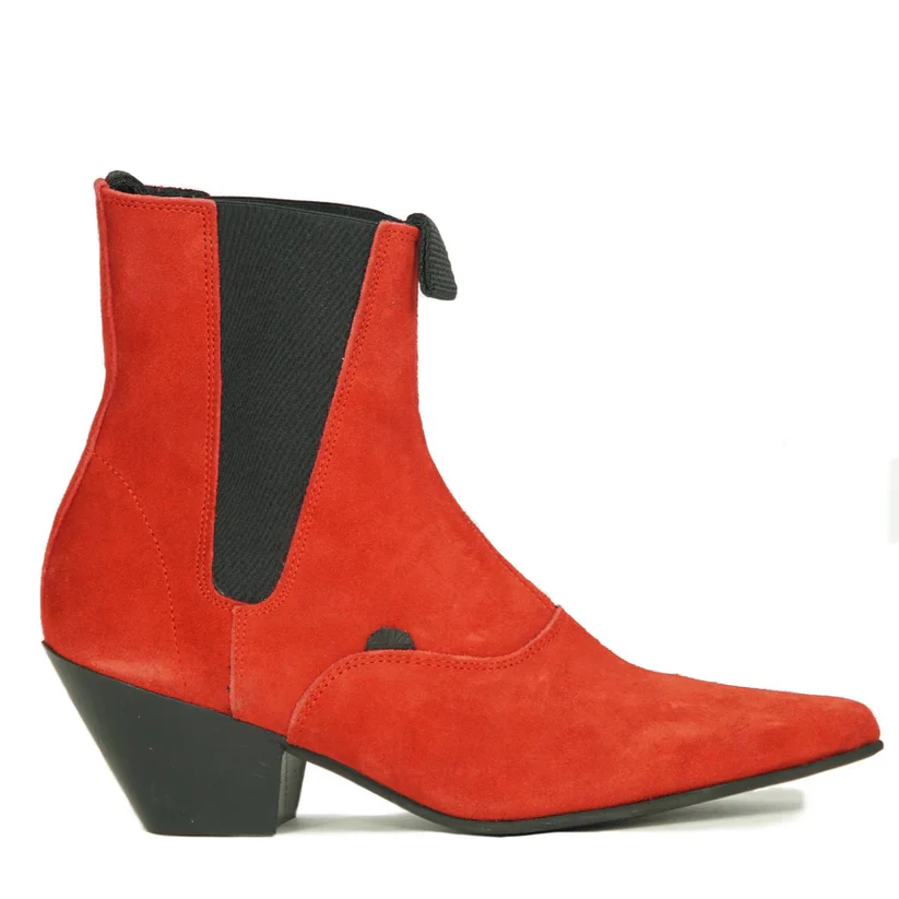 FRED WINKLEPICKER BOOT IN RED SUEDE - Image 2