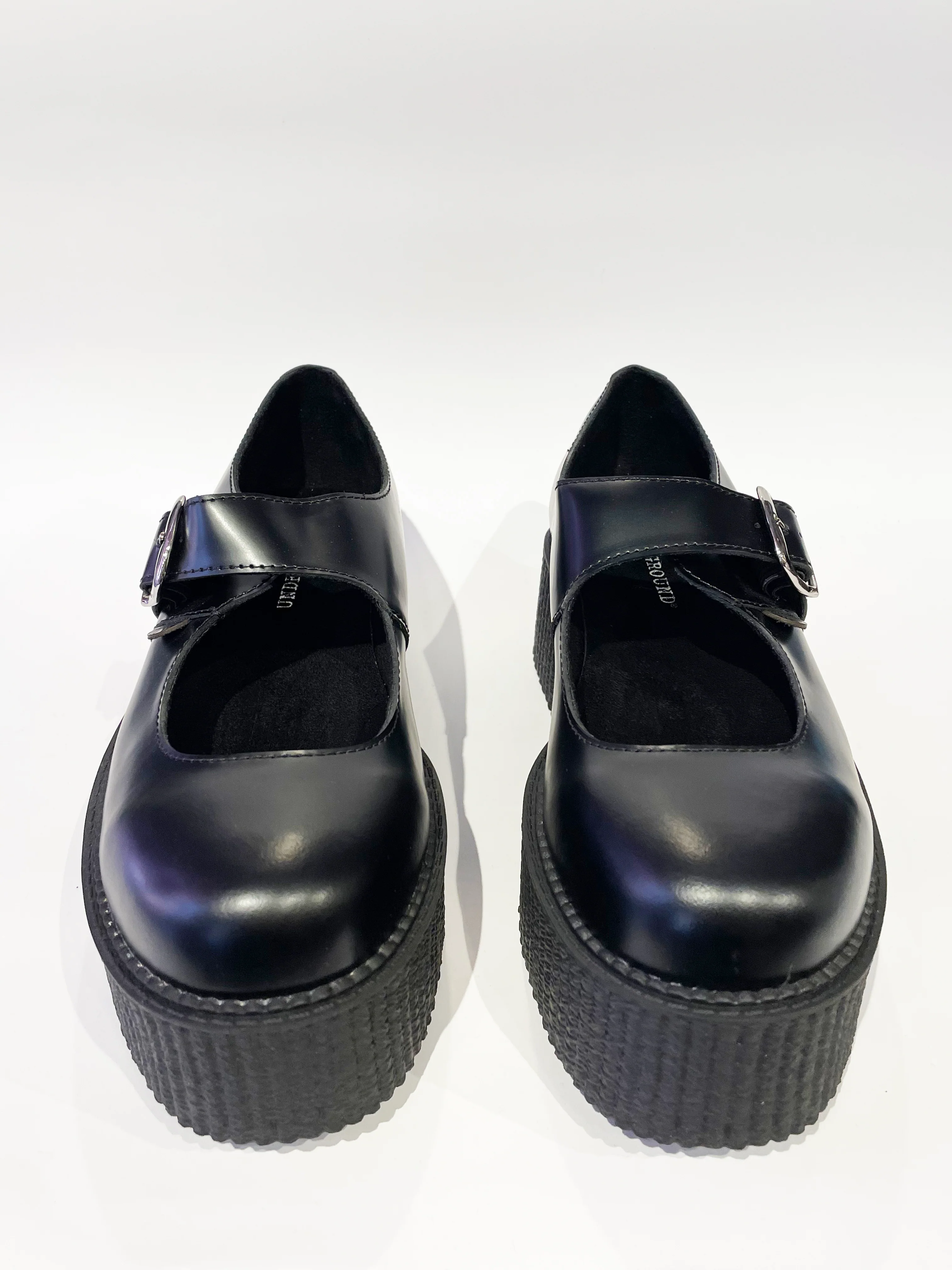 MARY JANE BLACK LEATHER CREEPERS SHOES - Image 2