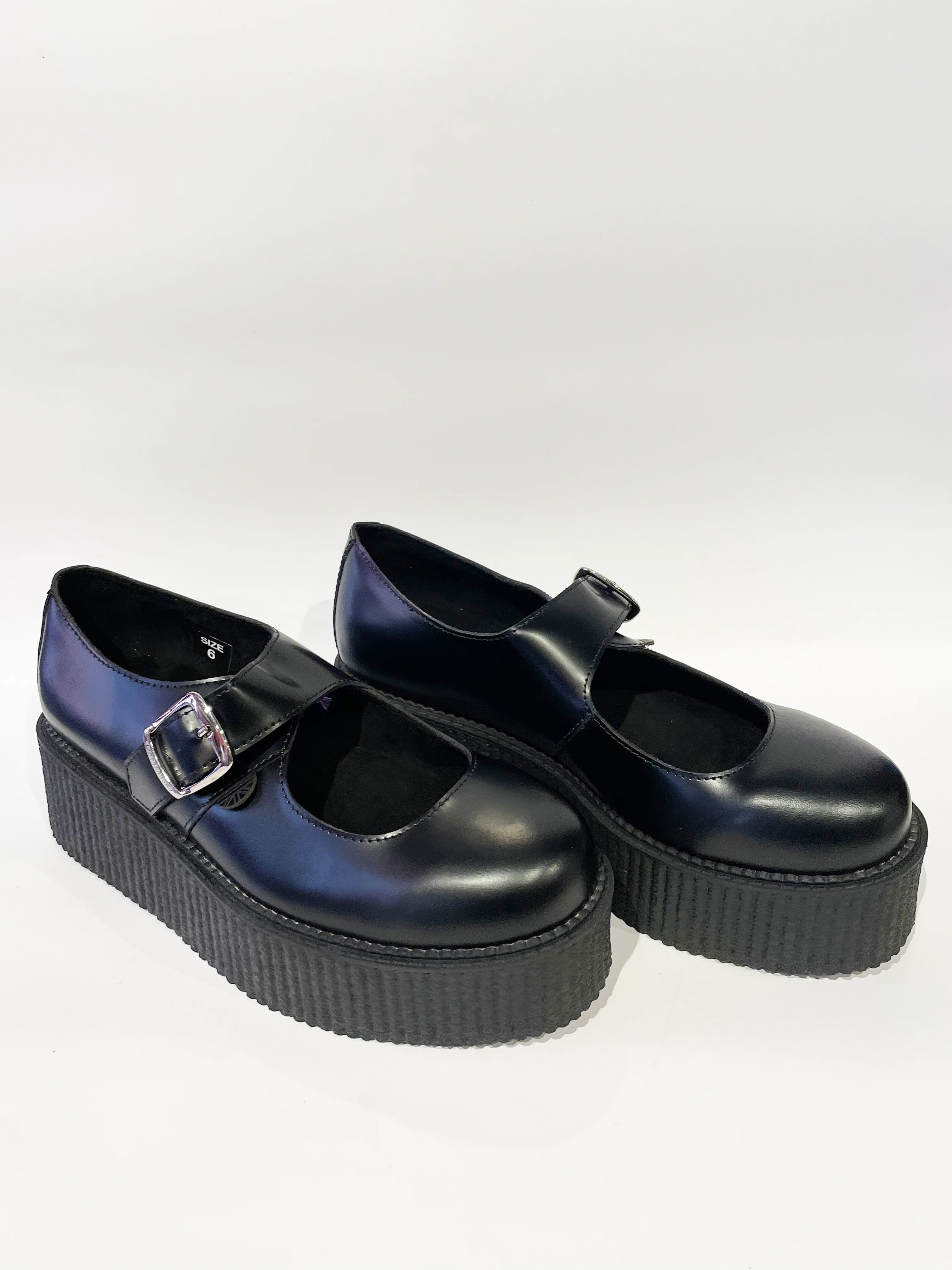 MARY JANE BLACK LEATHER CREEPERS SHOES - Image 3