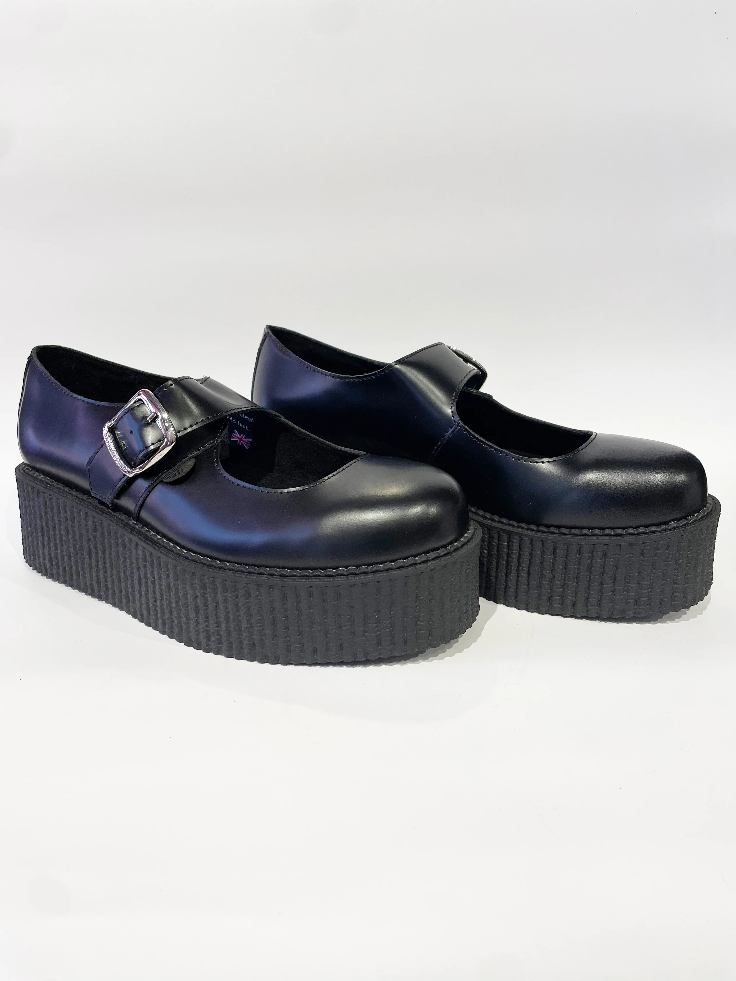 MARY JANE BLACK LEATHER CREEPERS SHOES - Image 4