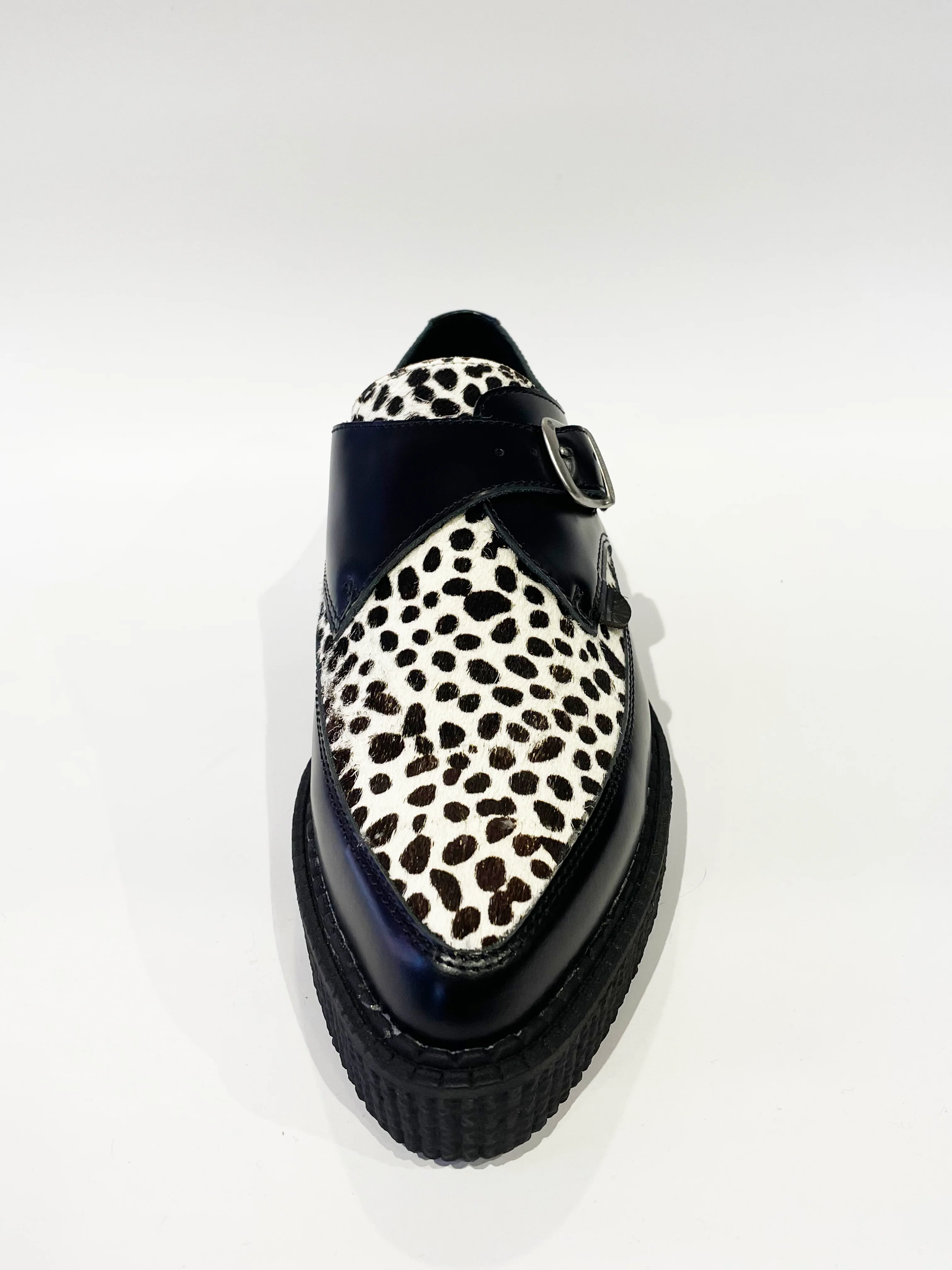 APOLLO BLACK WHITE LEOPARD CREEPERS SHOES - Image 5