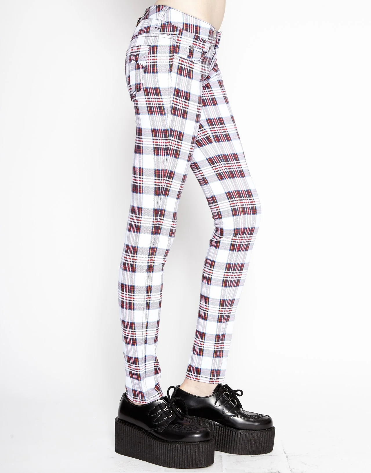 T-BACK JEAN WHITE TARTAN PLAID - Image 3