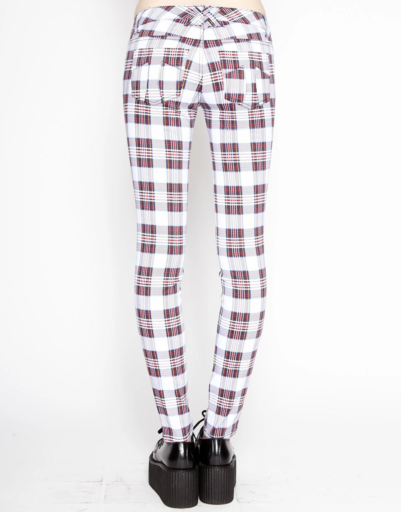T-BACK JEAN WHITE TARTAN PLAID - Image 4