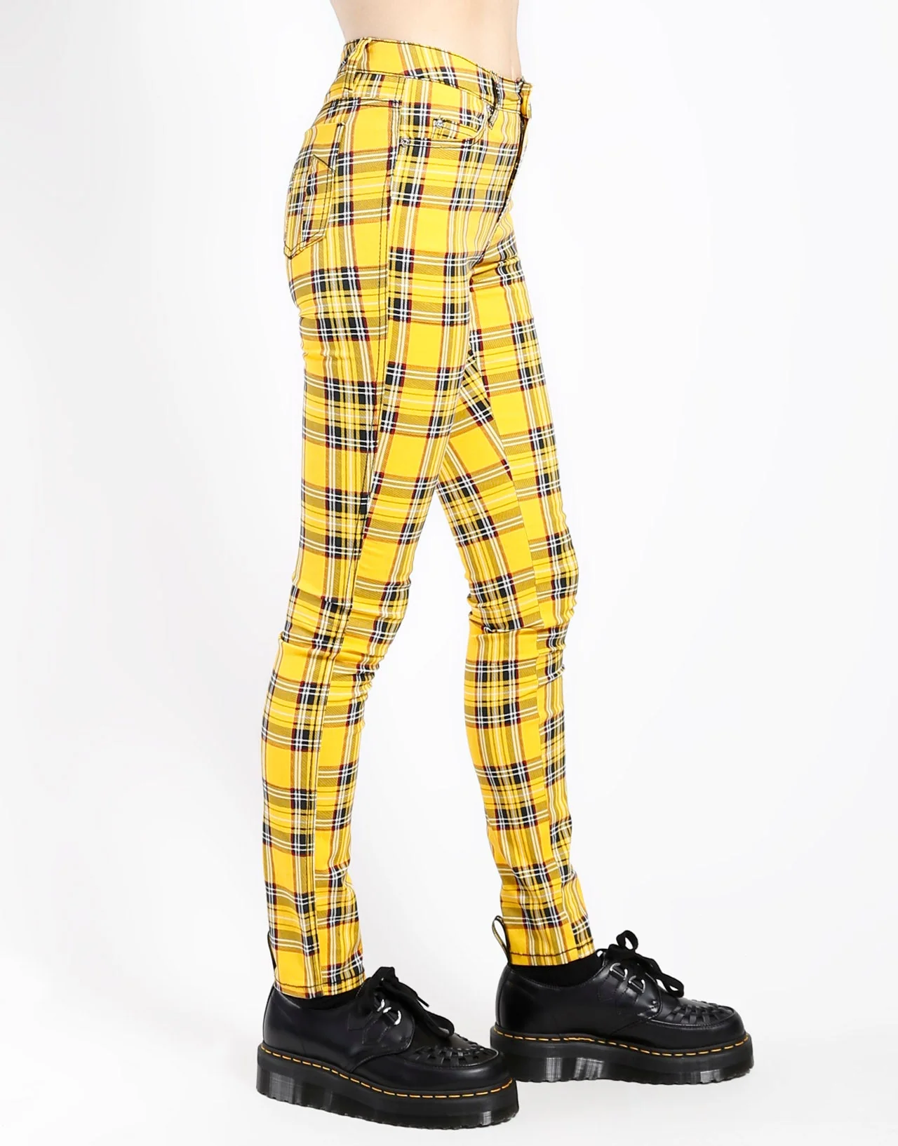 HIGH WAIST T-BACK JEAN YELLOW PLAID - Image 3