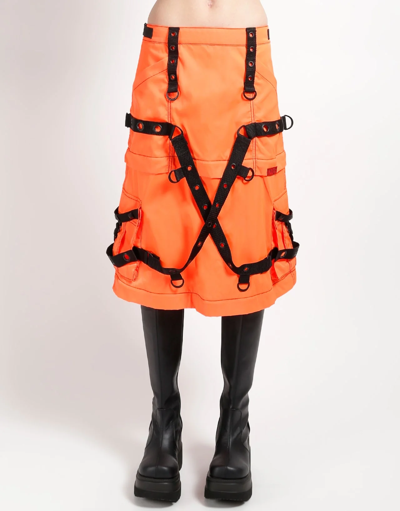 ZIP OFF MEGA NYLON SKIRT NEON ORANGE - Image 3