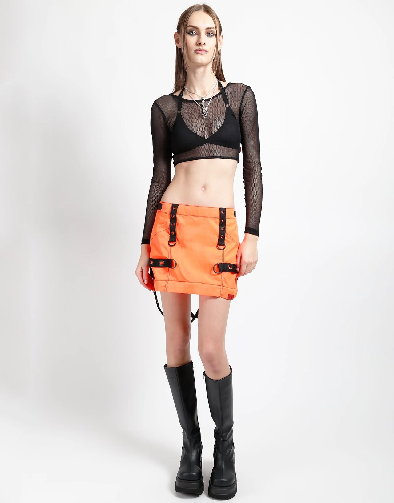 ZIP OFF MEGA NYLON SKIRT NEON ORANGE - Image 6