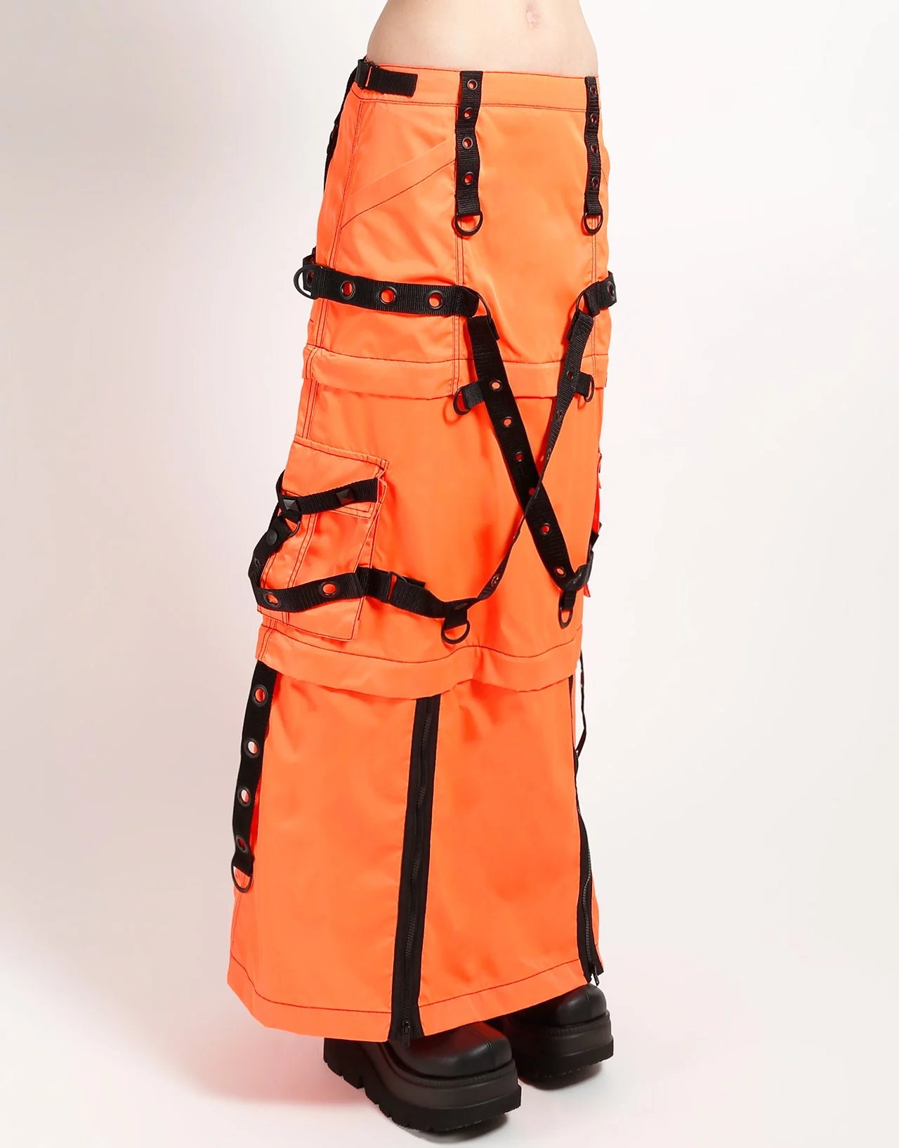 ZIP OFF MEGA NYLON SKIRT NEON ORANGE - Image 7