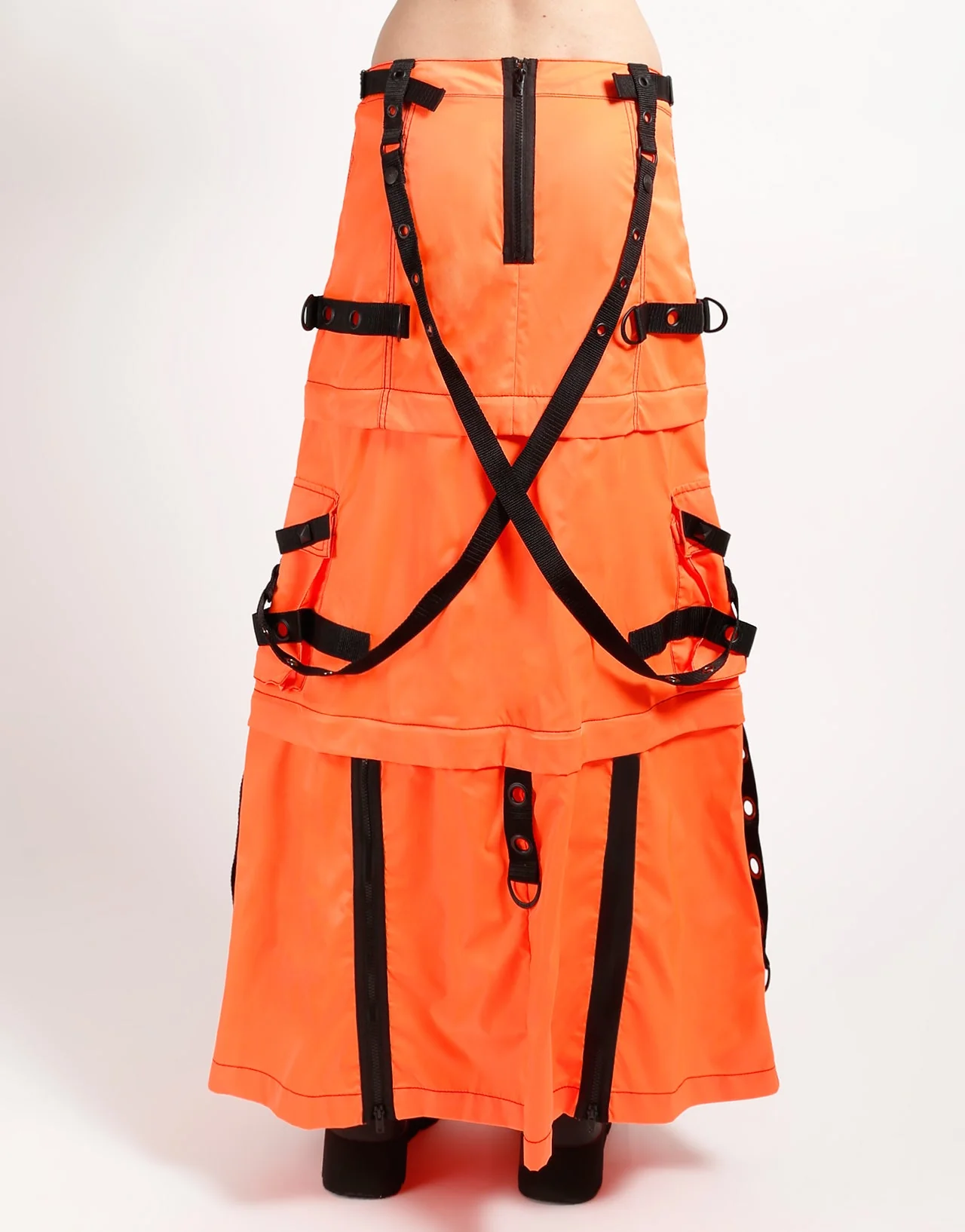 ZIP OFF MEGA NYLON SKIRT NEON ORANGE - Image 8