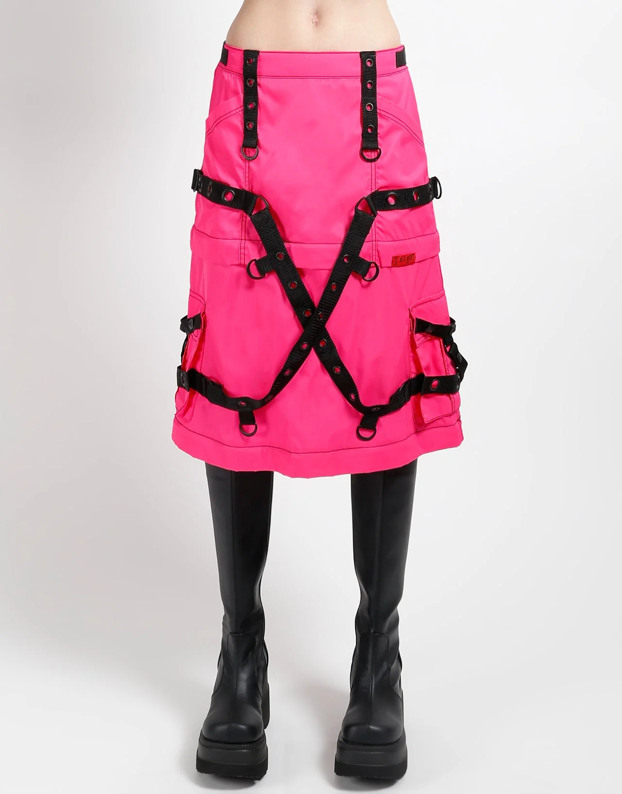ZIP OFF MEGA NYLON SKIRT NEON PINK - Image 3
